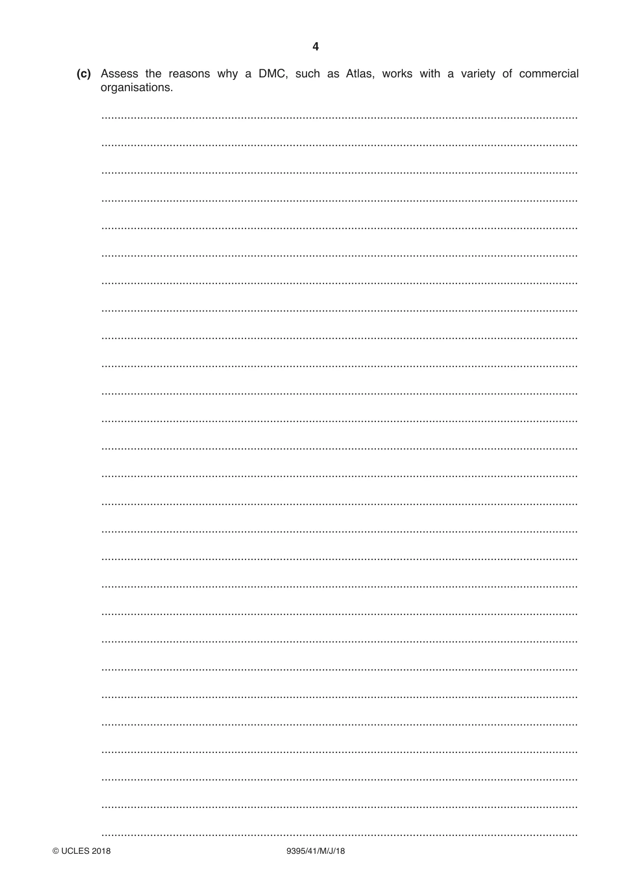 Cambridge A Level Travel and Tourism 9395 2018 May/June Paper 4 · Variant 1 question paper, page 4 of 12
