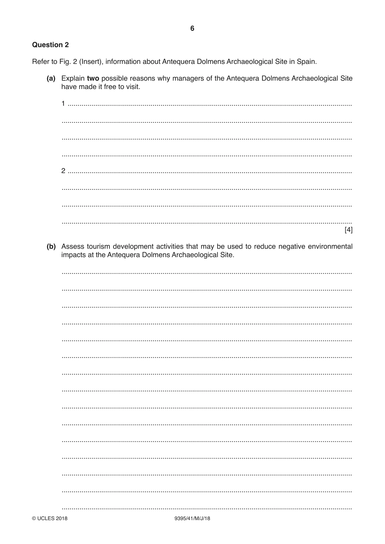 Cambridge A Level Travel and Tourism 9395 2018 May/June Paper 4 · Variant 1 question paper, page 6 of 12