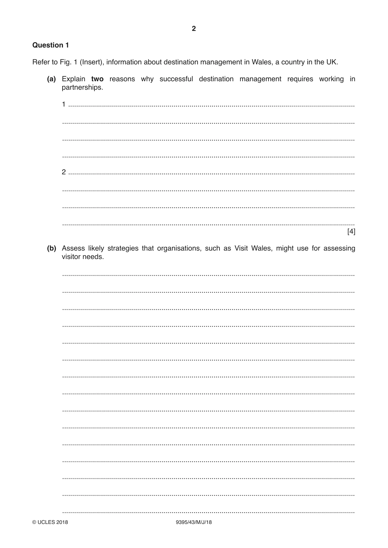 Cambridge A Level Travel and Tourism 9395 2018 May/June Paper 4 · Variant 3 question paper, page 2 of 12