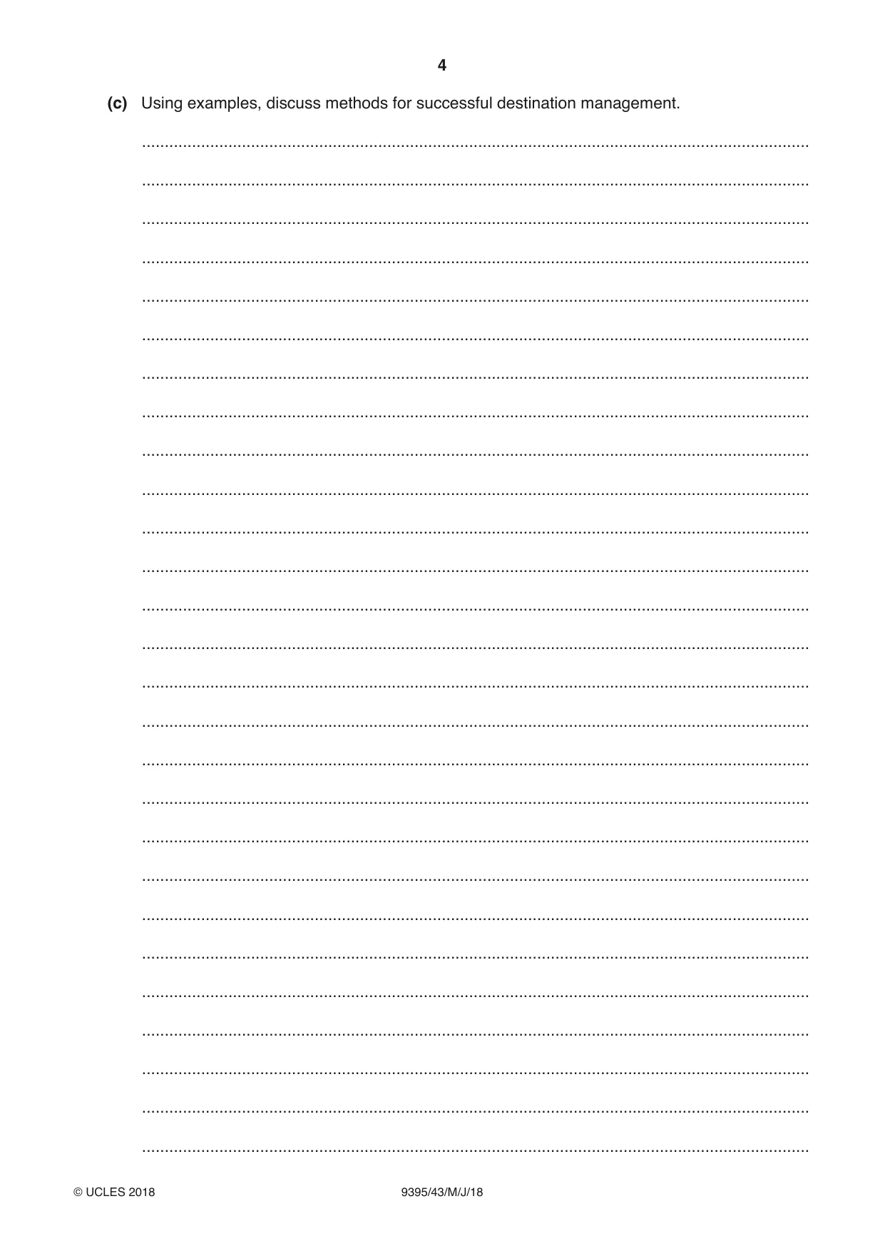 Cambridge A Level Travel and Tourism 9395 2018 May/June Paper 4 · Variant 3 question paper, page 4 of 12