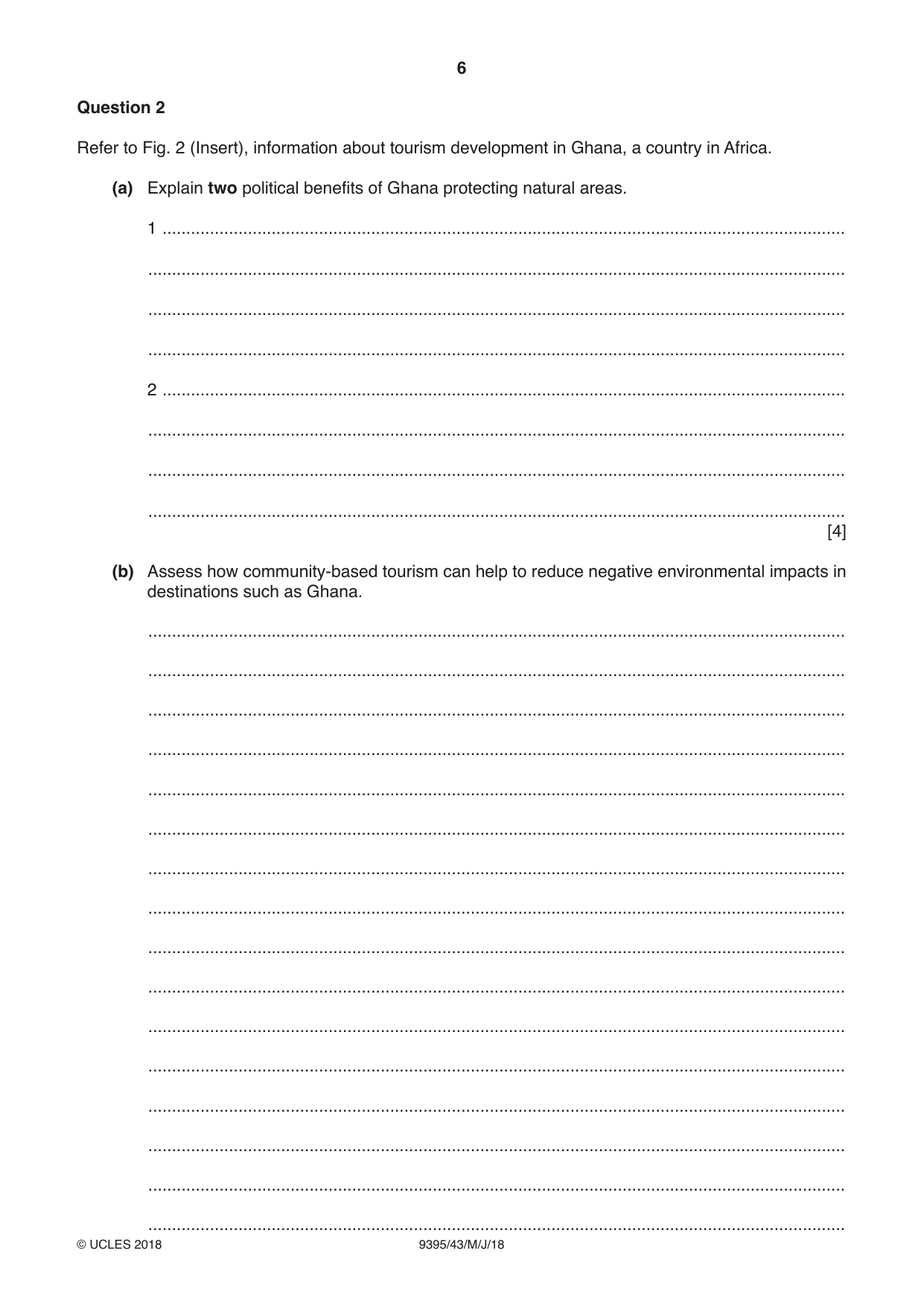 Cambridge A Level Travel and Tourism 9395 2018 May/June Paper 4 · Variant 3 question paper, page 6 of 12