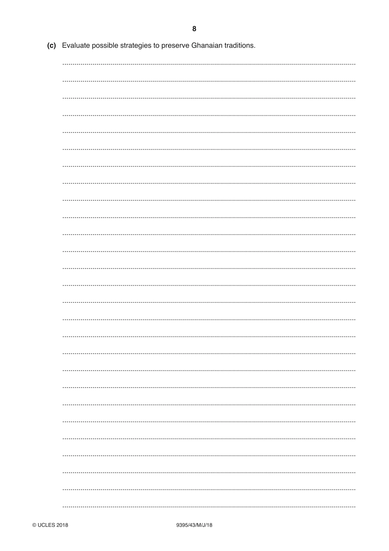 Cambridge A Level Travel and Tourism 9395 2018 May/June Paper 4 · Variant 3 question paper, page 8 of 12