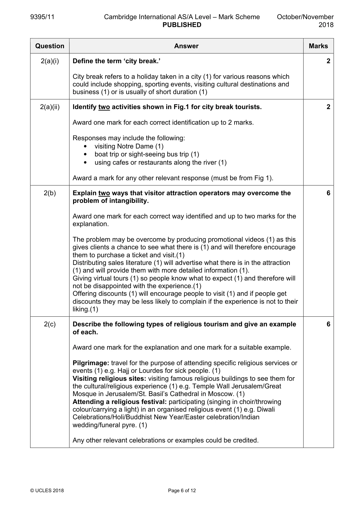 Mark scheme, page 6 of 12