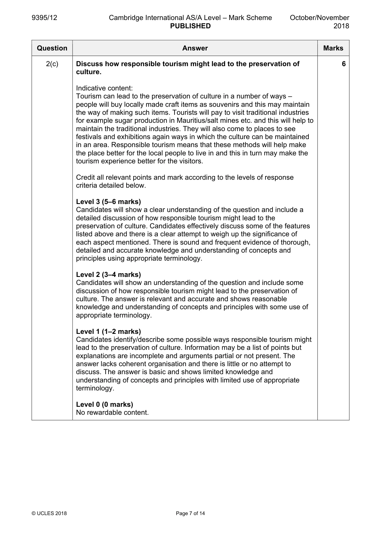 Mark scheme, page 7 of 14