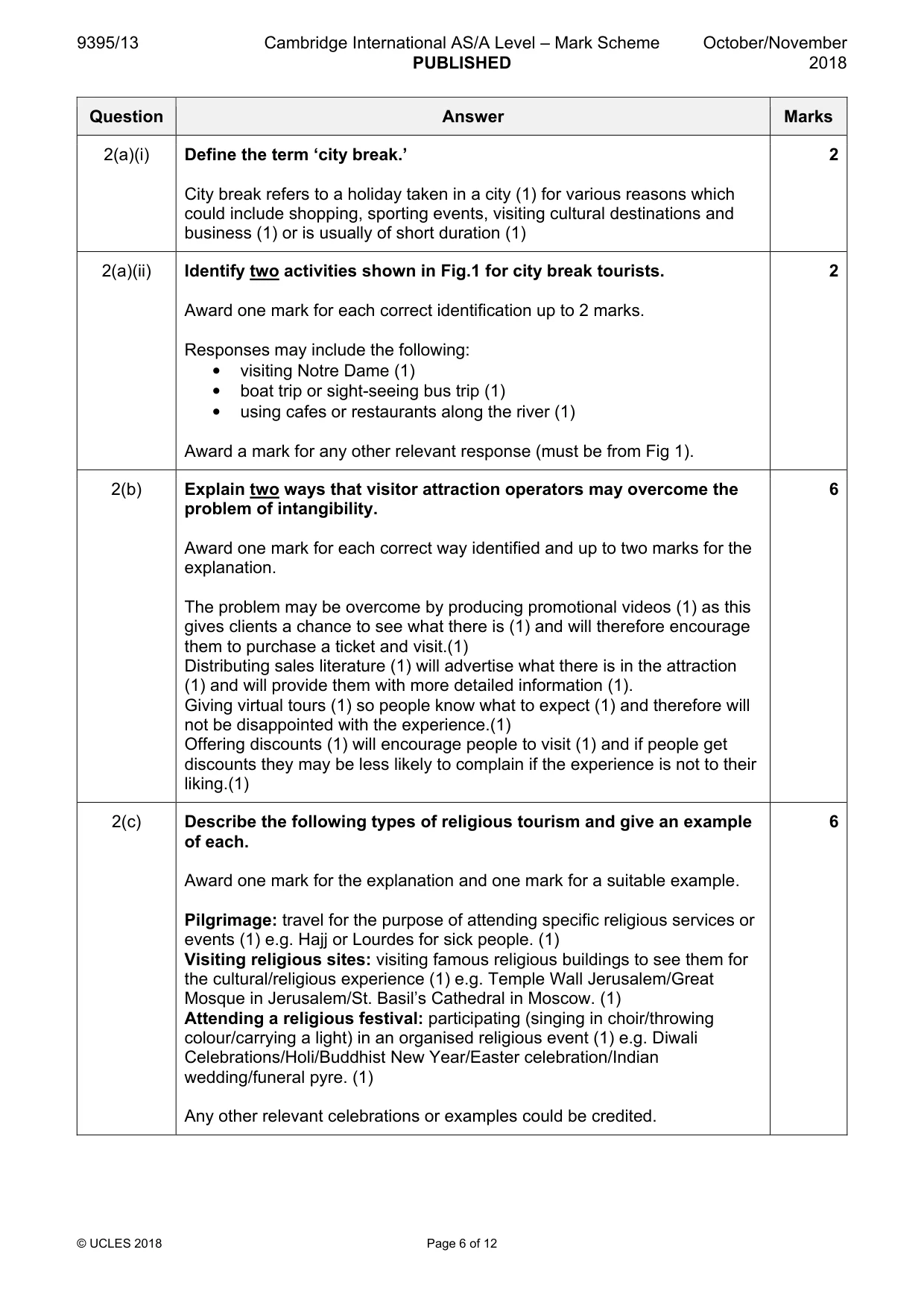 Mark scheme, page 6 of 12