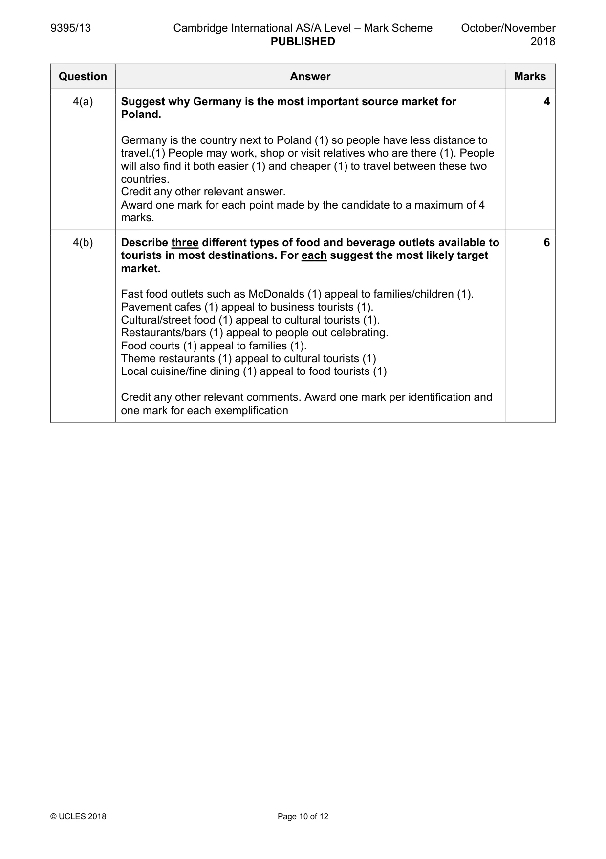 Mark scheme, page 10 of 12