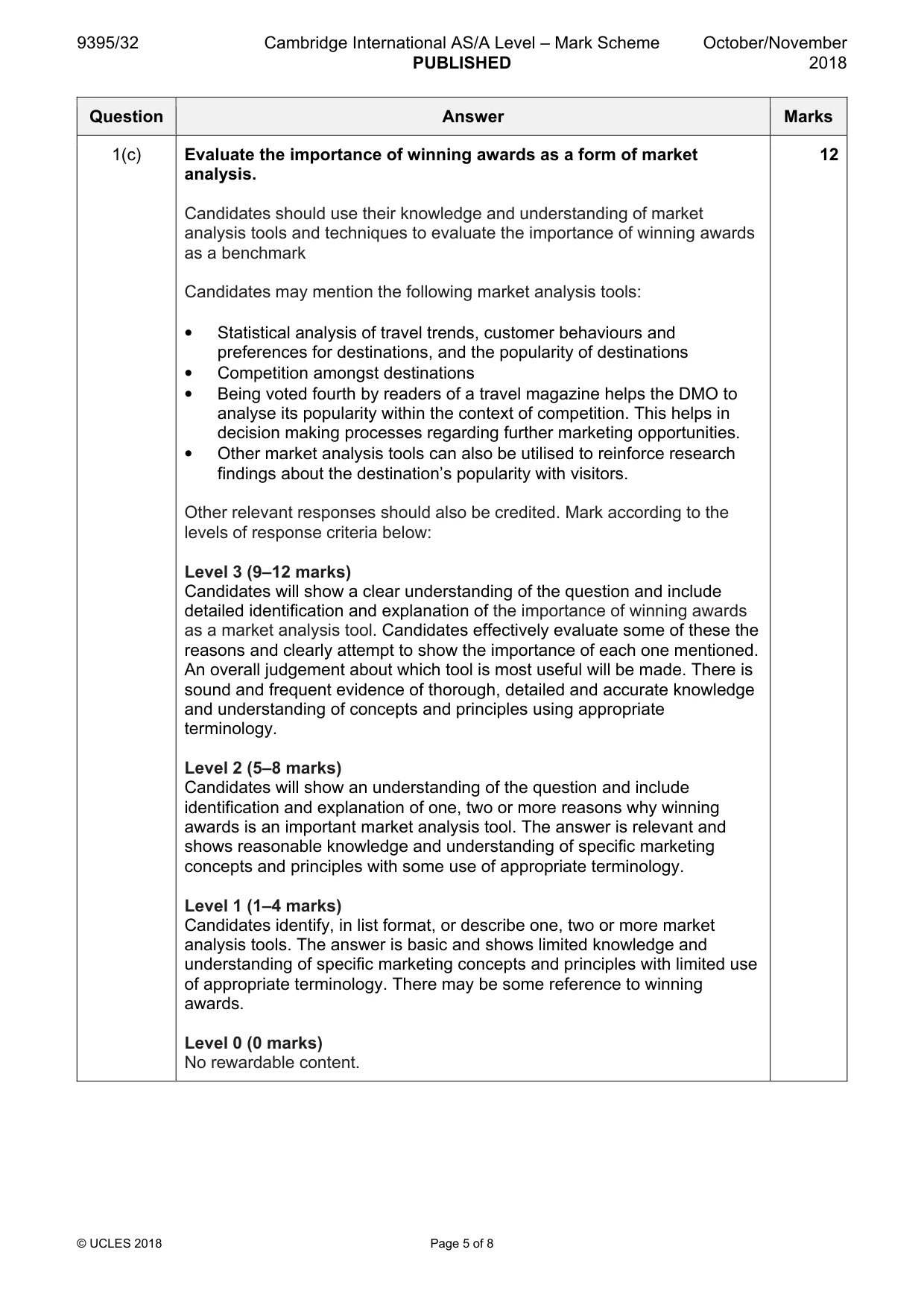 Mark scheme, page 5 of 8