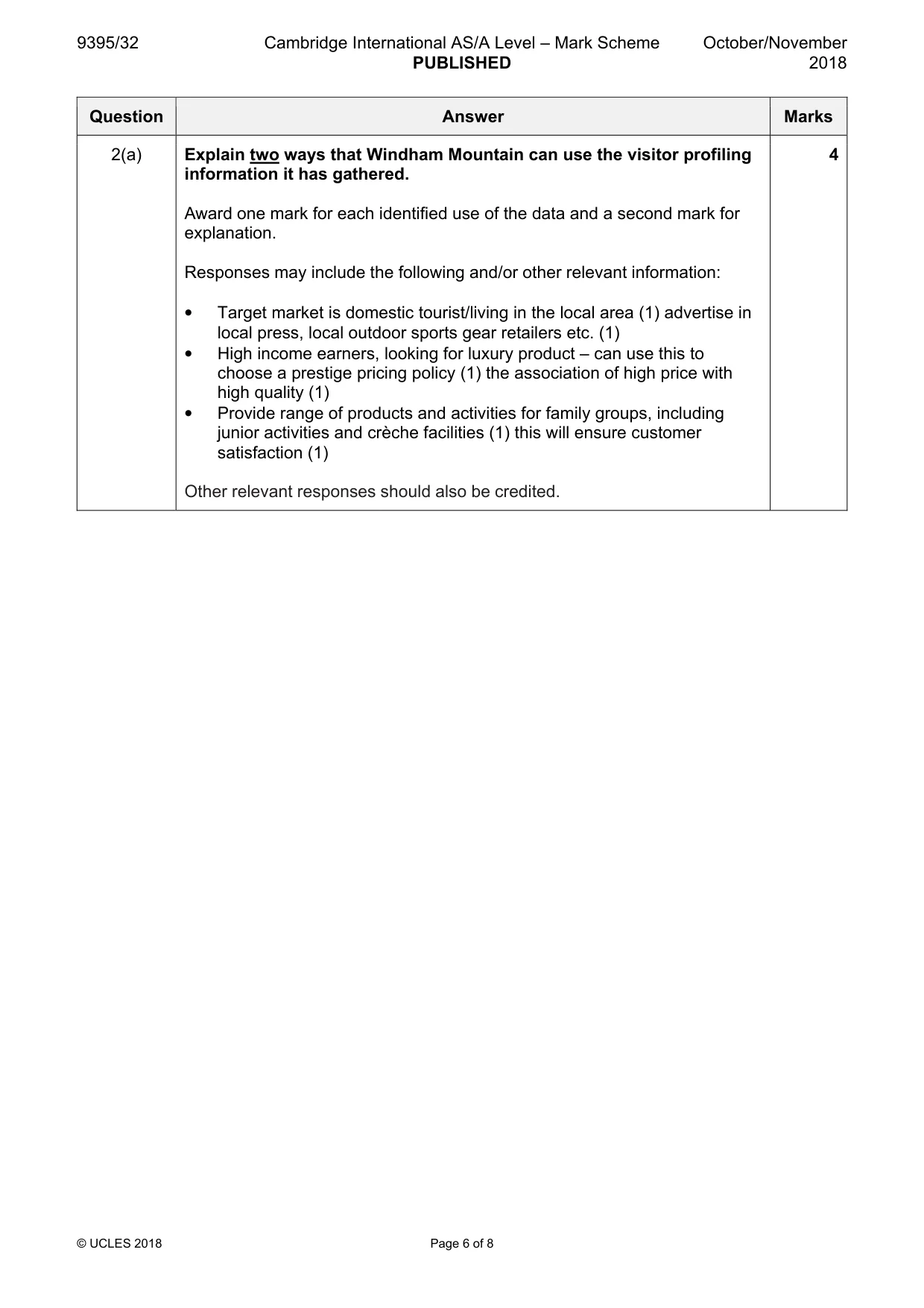 Mark scheme, page 6 of 8