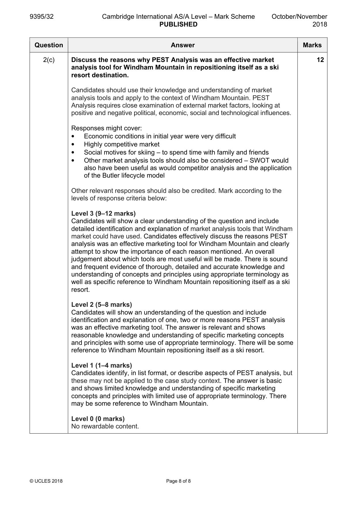 Mark scheme, page 8 of 8
