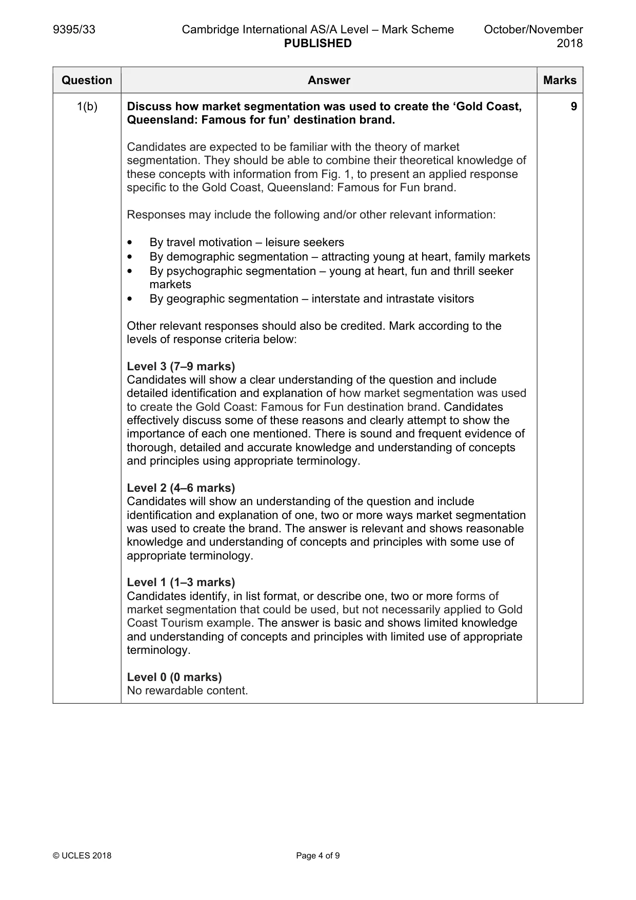 Mark scheme, page 4 of 9