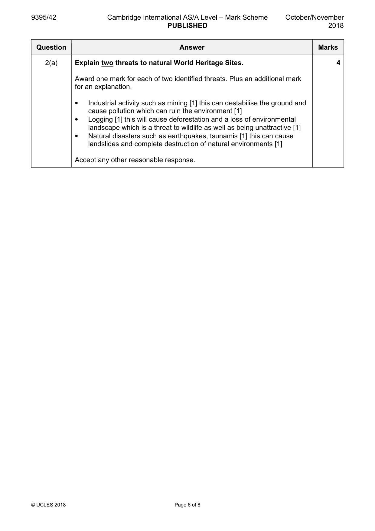 Mark scheme, page 6 of 8