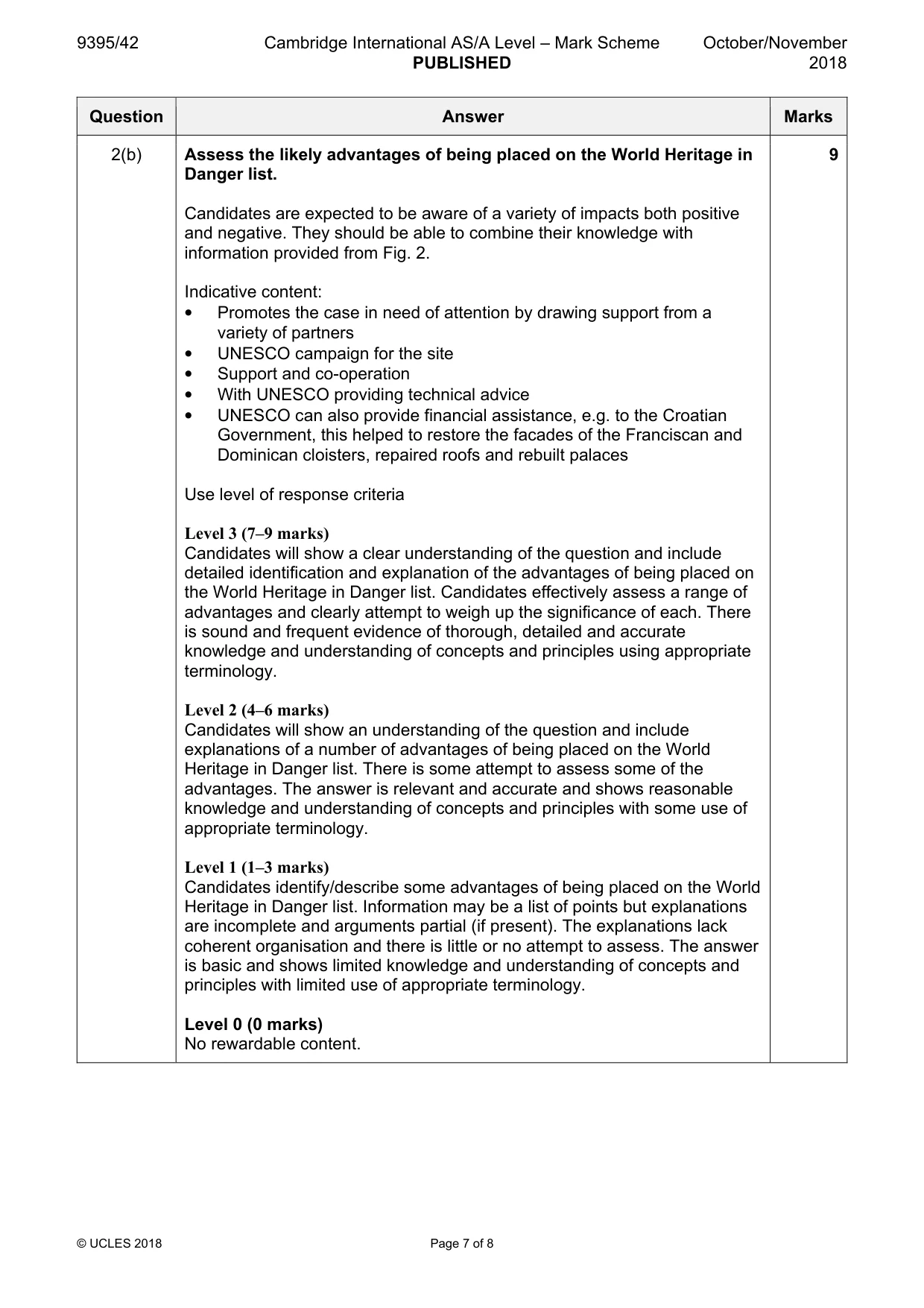 Mark scheme, page 7 of 8