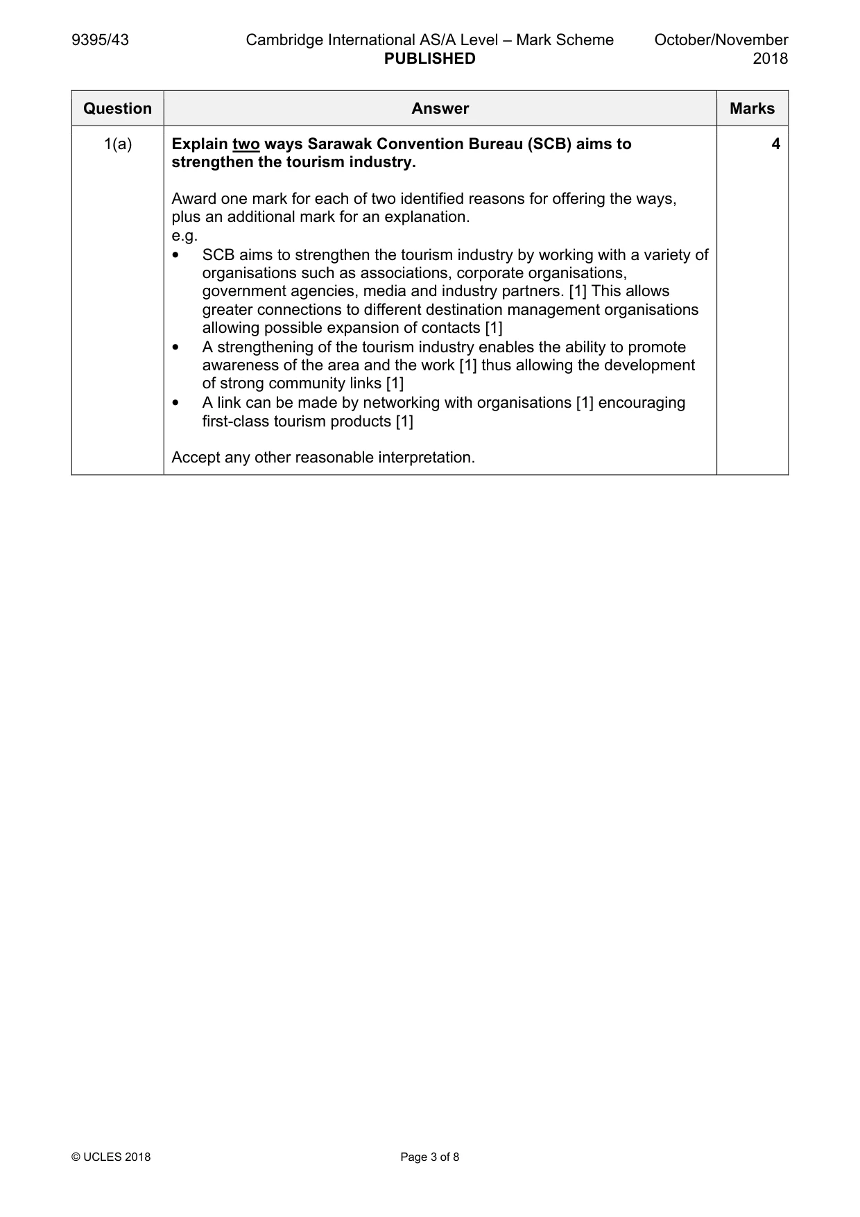 Mark scheme, page 3 of 8