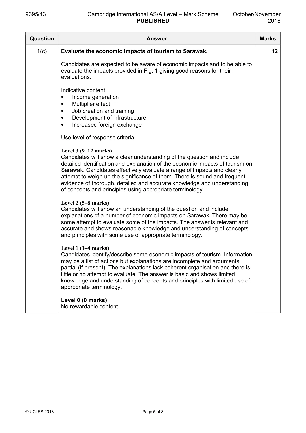 Mark scheme, page 5 of 8