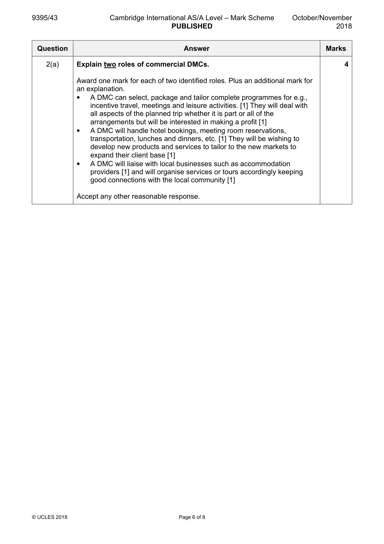 Mark scheme, page 6 of 8