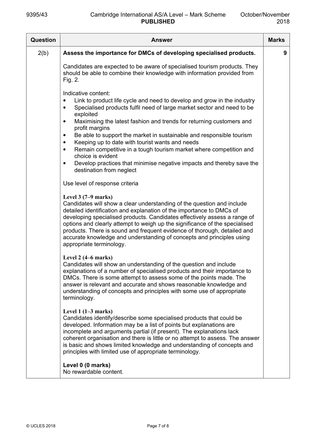 Mark scheme, page 7 of 8