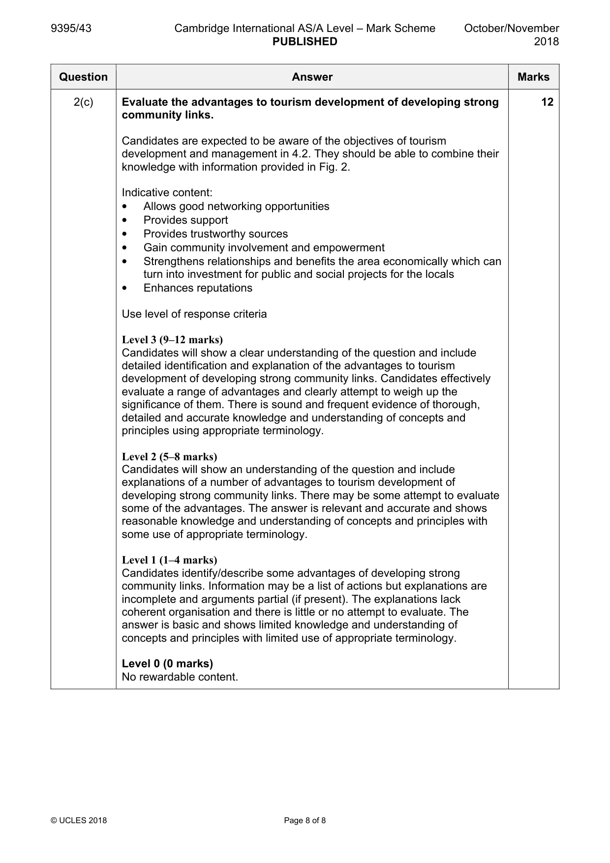 Mark scheme, page 8 of 8