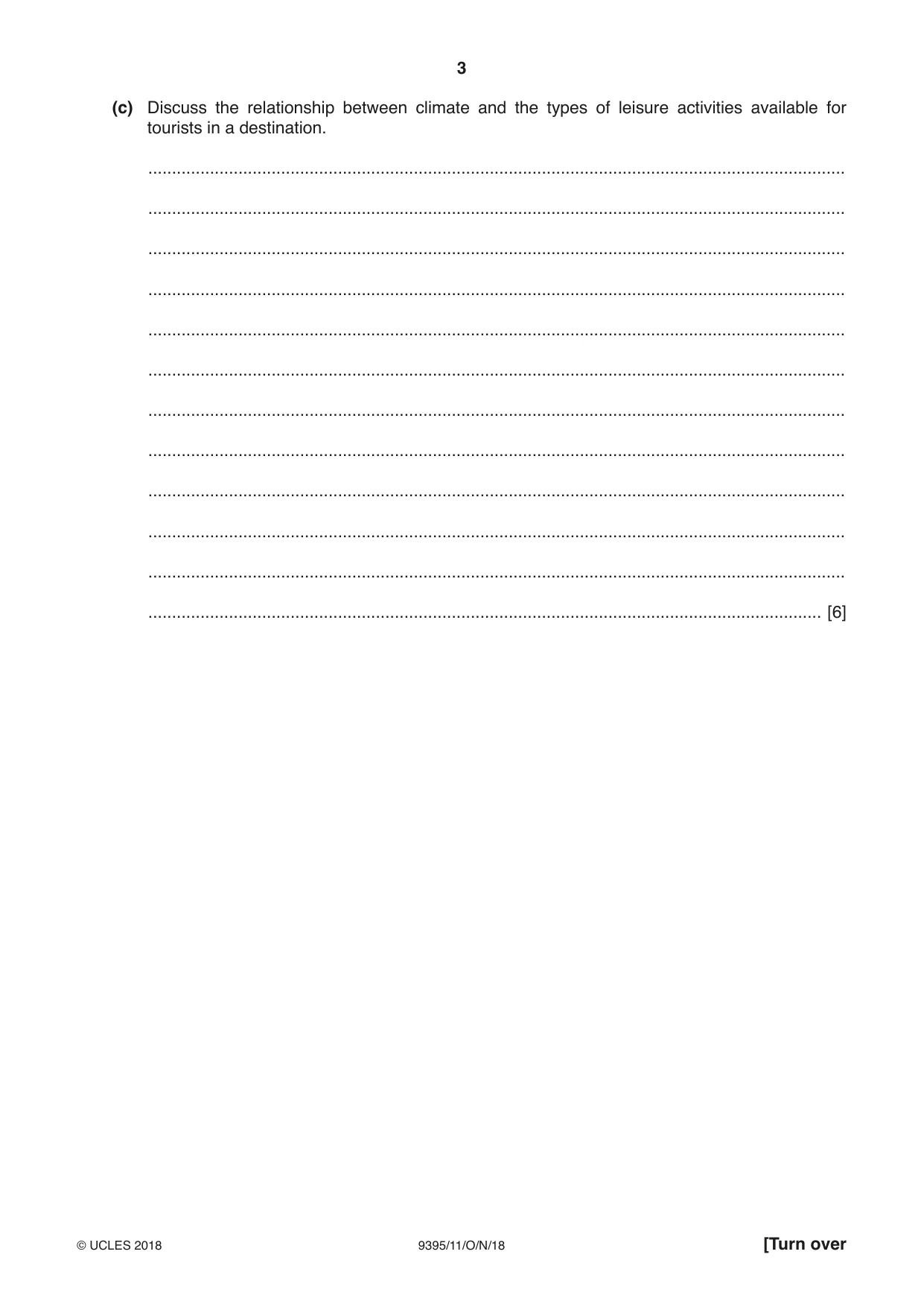 Cambridge A Level Travel and Tourism 9395 2018 Oct/Nov Paper 1 · Variant 1 question paper, page 3 of 16