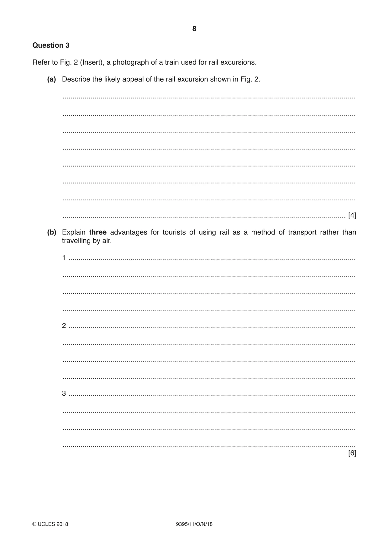 Cambridge A Level Travel and Tourism 9395 2018 Oct/Nov Paper 1 · Variant 1 question paper, page 8 of 16