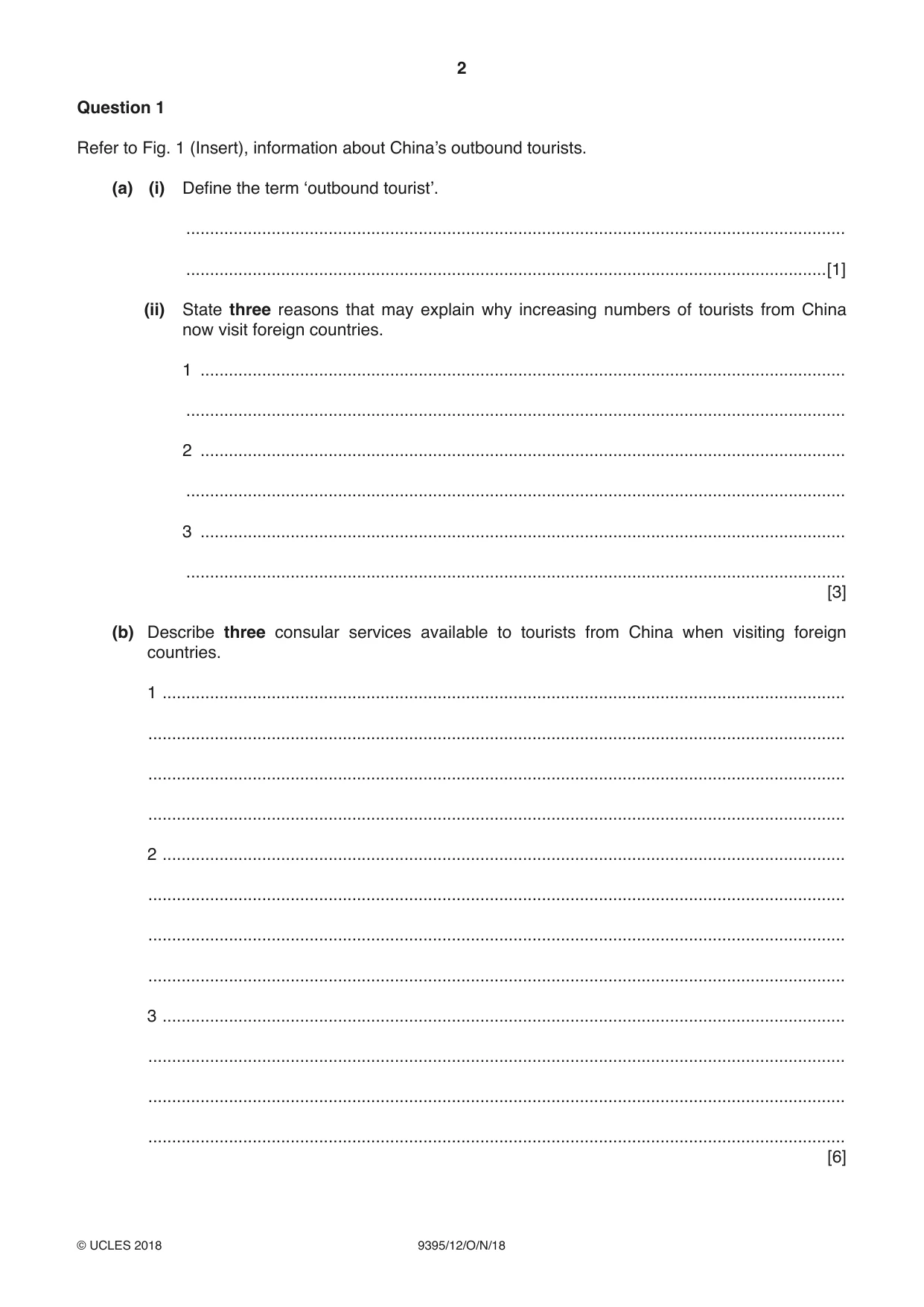 Cambridge A Level Travel and Tourism 9395 2018 Oct/Nov Paper 1 · Variant 2 question paper, page 2 of 16