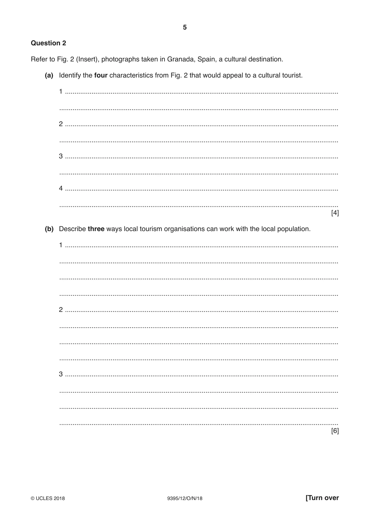 Cambridge A Level Travel and Tourism 9395 2018 Oct/Nov Paper 1 · Variant 2 question paper, page 5 of 16