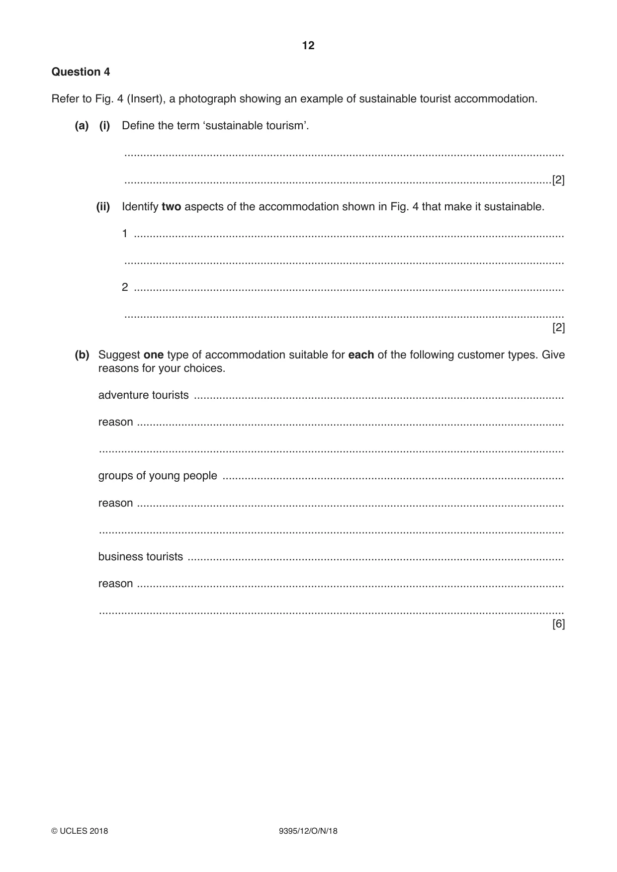 Cambridge A Level Travel and Tourism 9395 2018 Oct/Nov Paper 1 · Variant 2 question paper, page 12 of 16