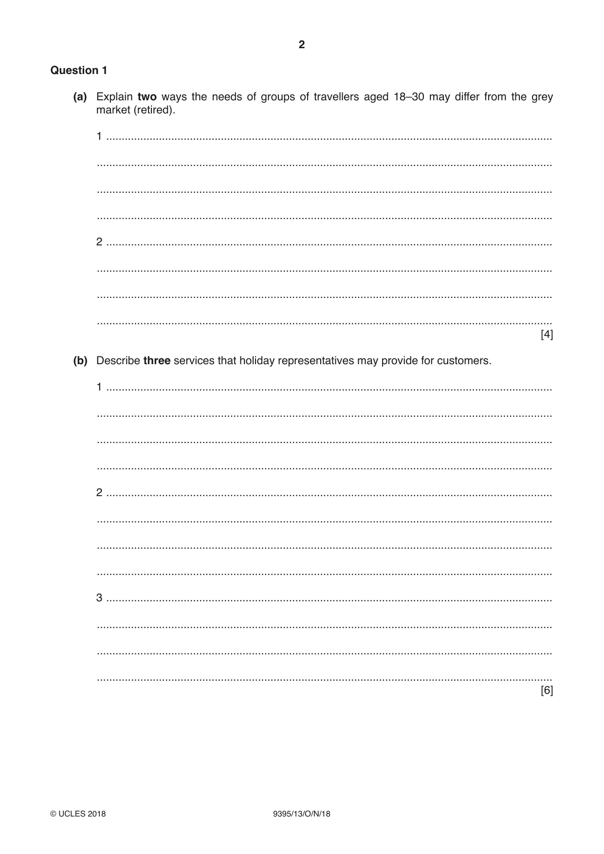 Cambridge A Level Travel and Tourism 9395 2018 Oct/Nov Paper 1 · Variant 3 question paper, page 2 of 16