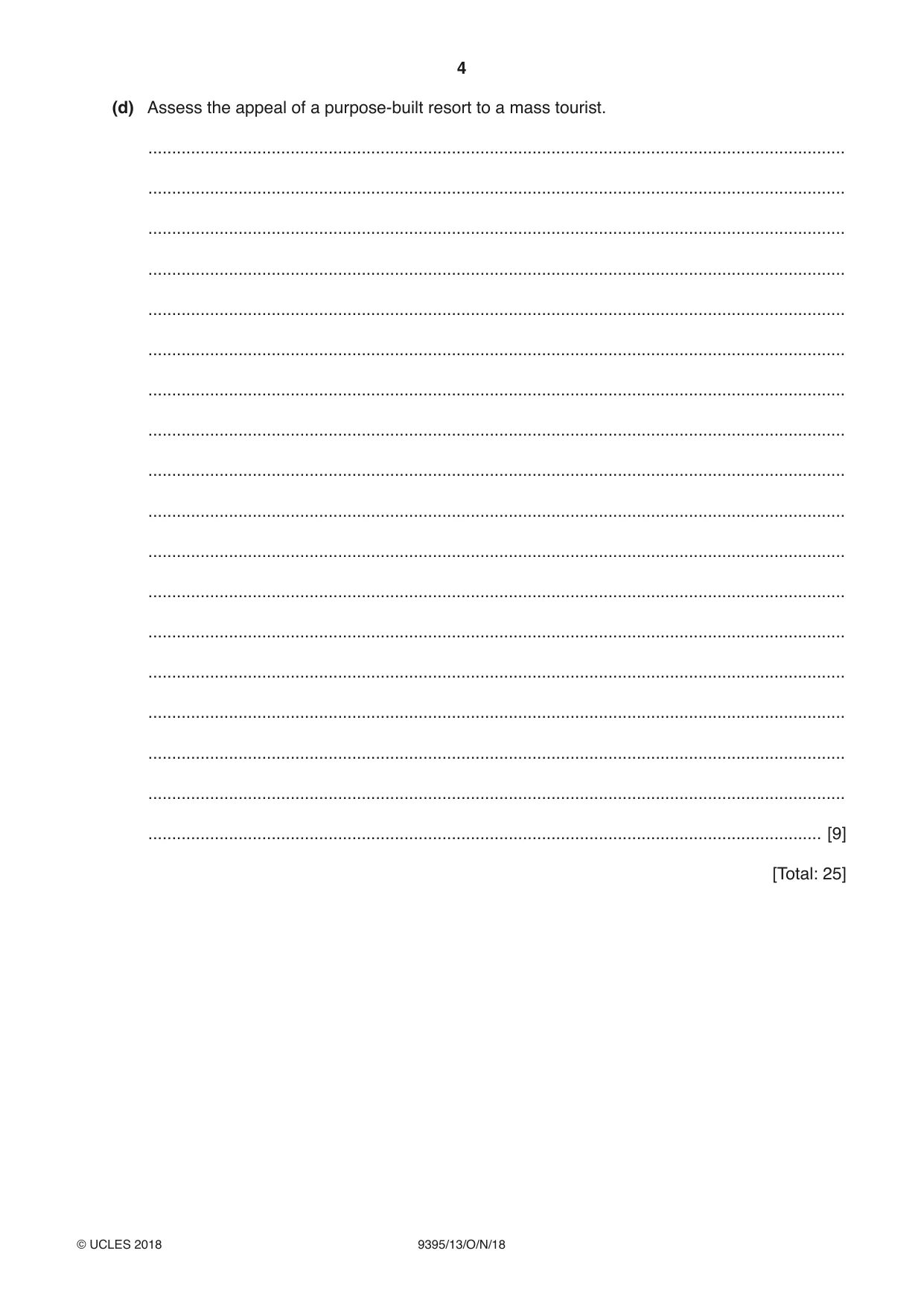 Cambridge A Level Travel and Tourism 9395 2018 Oct/Nov Paper 1 · Variant 3 question paper, page 4 of 16