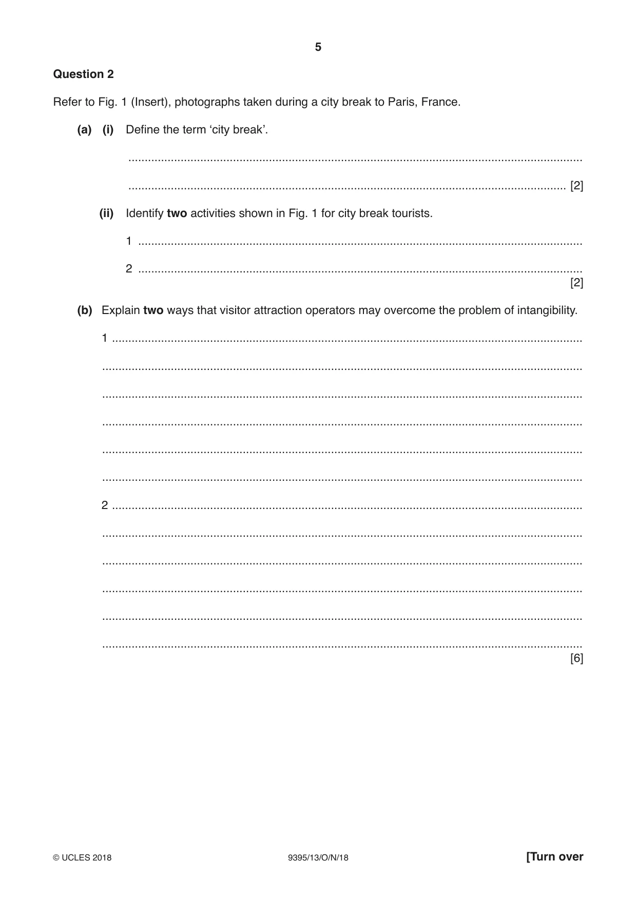 Cambridge A Level Travel and Tourism 9395 2018 Oct/Nov Paper 1 · Variant 3 question paper, page 5 of 16
