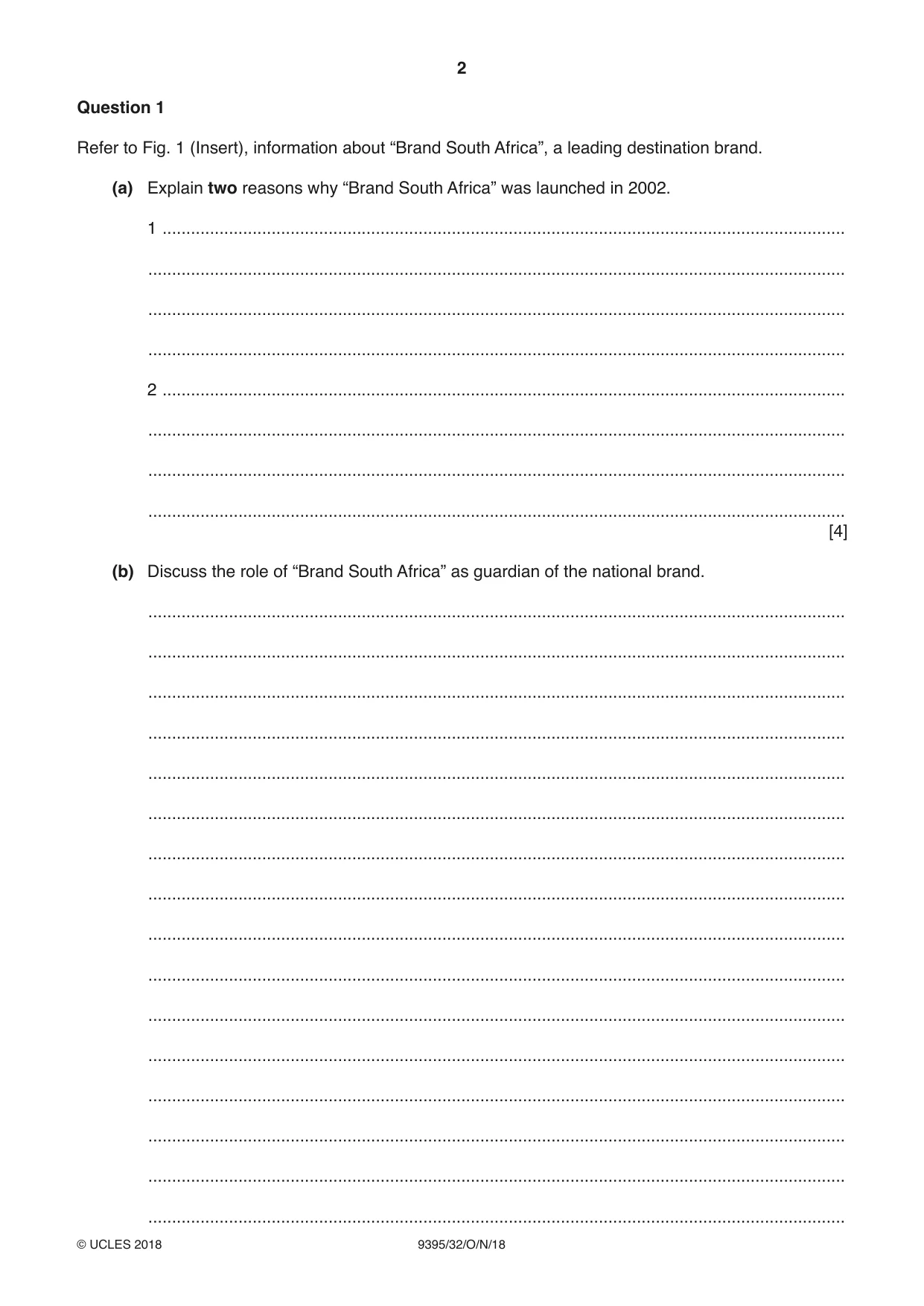 Cambridge A Level Travel and Tourism 9395 2018 Oct/Nov Paper 3 · Variant 2 question paper, page 2 of 12