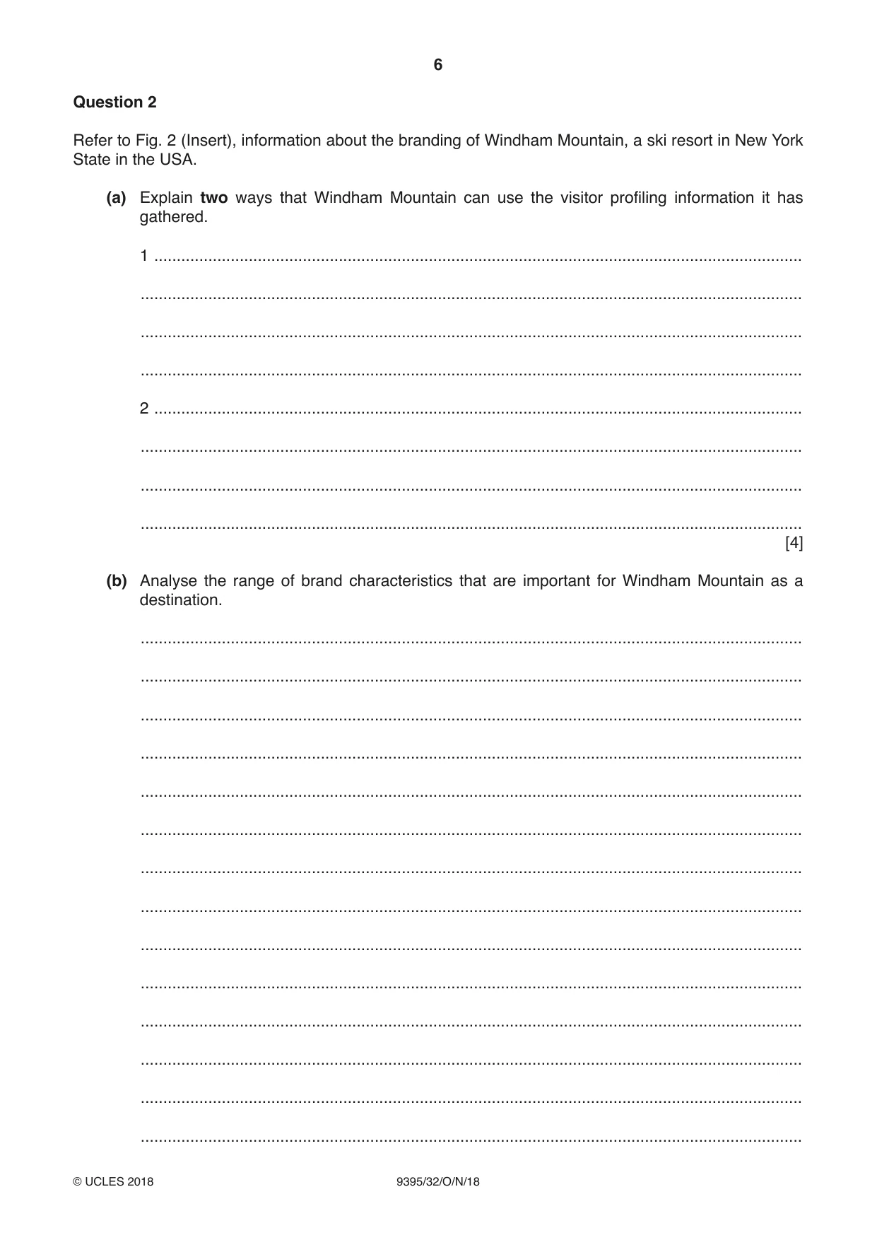 Cambridge A Level Travel and Tourism 9395 2018 Oct/Nov Paper 3 · Variant 2 question paper, page 6 of 12