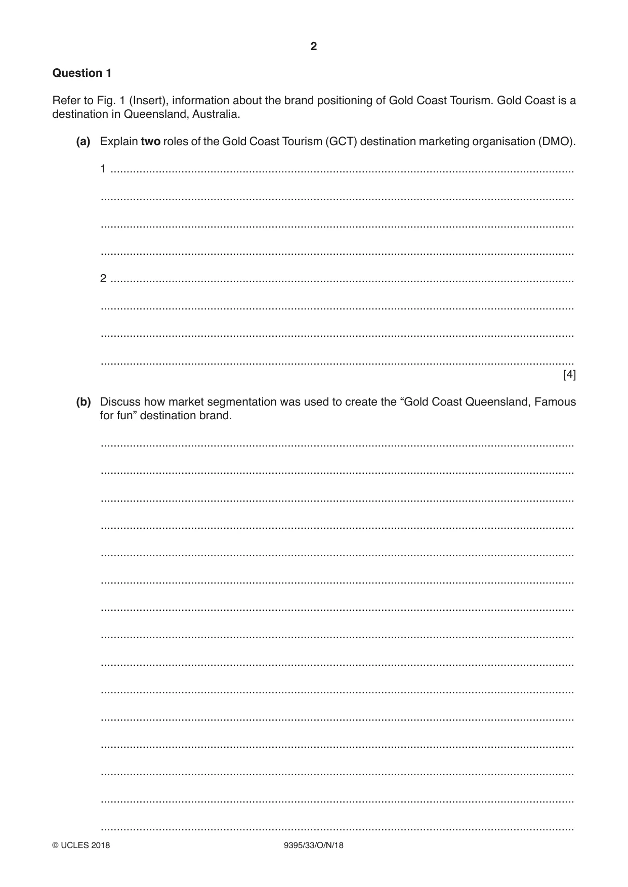 Cambridge A Level Travel and Tourism 9395 2018 Oct/Nov Paper 3 · Variant 3 question paper, page 2 of 12