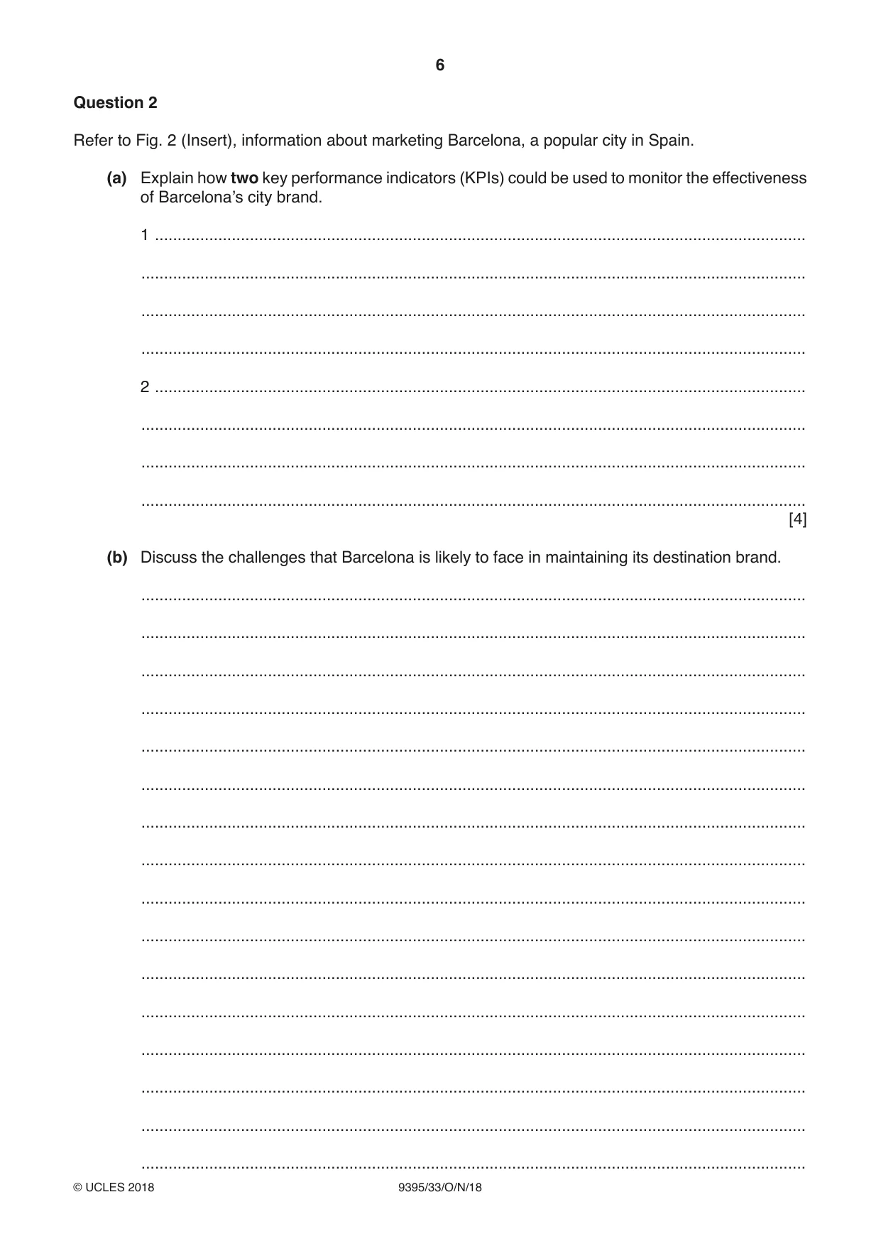 Cambridge A Level Travel and Tourism 9395 2018 Oct/Nov Paper 3 · Variant 3 question paper, page 6 of 12