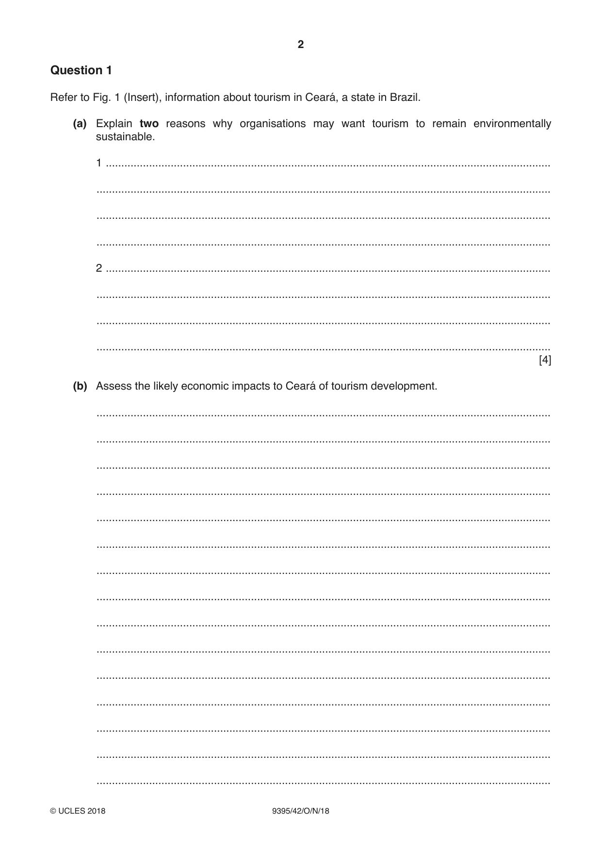 Cambridge A Level Travel and Tourism 9395 2018 Oct/Nov Paper 4 · Variant 2 question paper, page 2 of 12