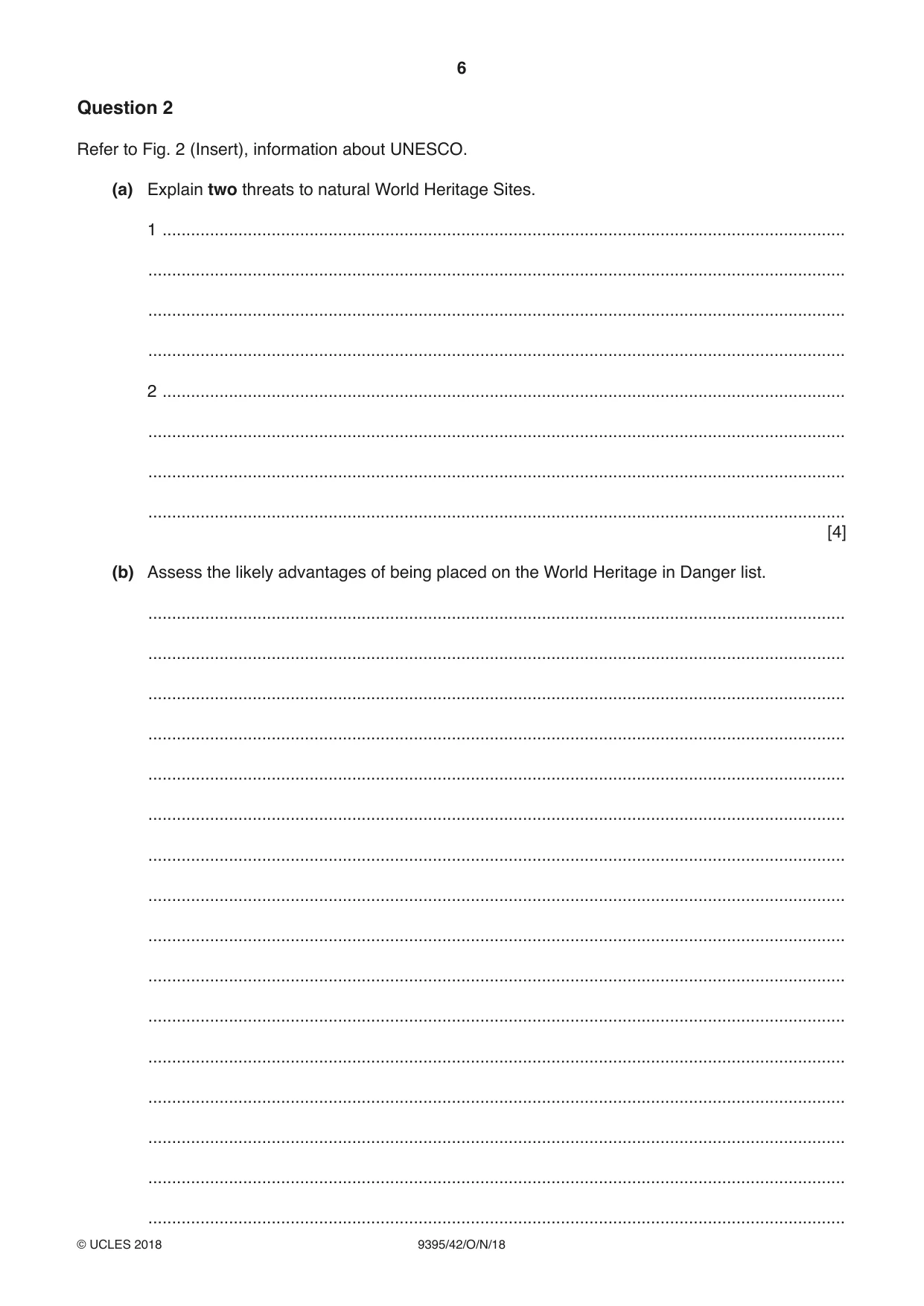 Cambridge A Level Travel and Tourism 9395 2018 Oct/Nov Paper 4 · Variant 2 question paper, page 6 of 12