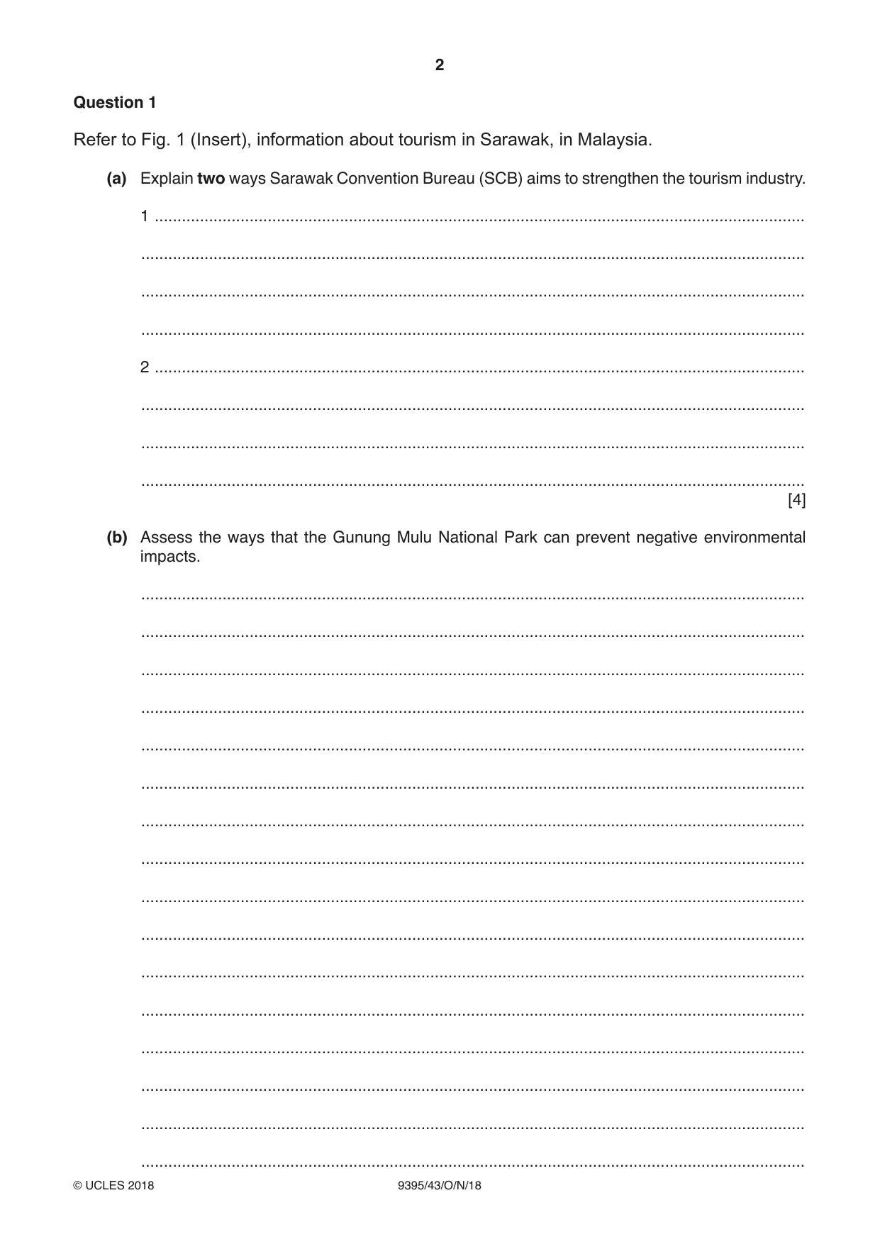 Cambridge A Level Travel and Tourism 9395 2018 Oct/Nov Paper 4 · Variant 3 question paper, page 2 of 12