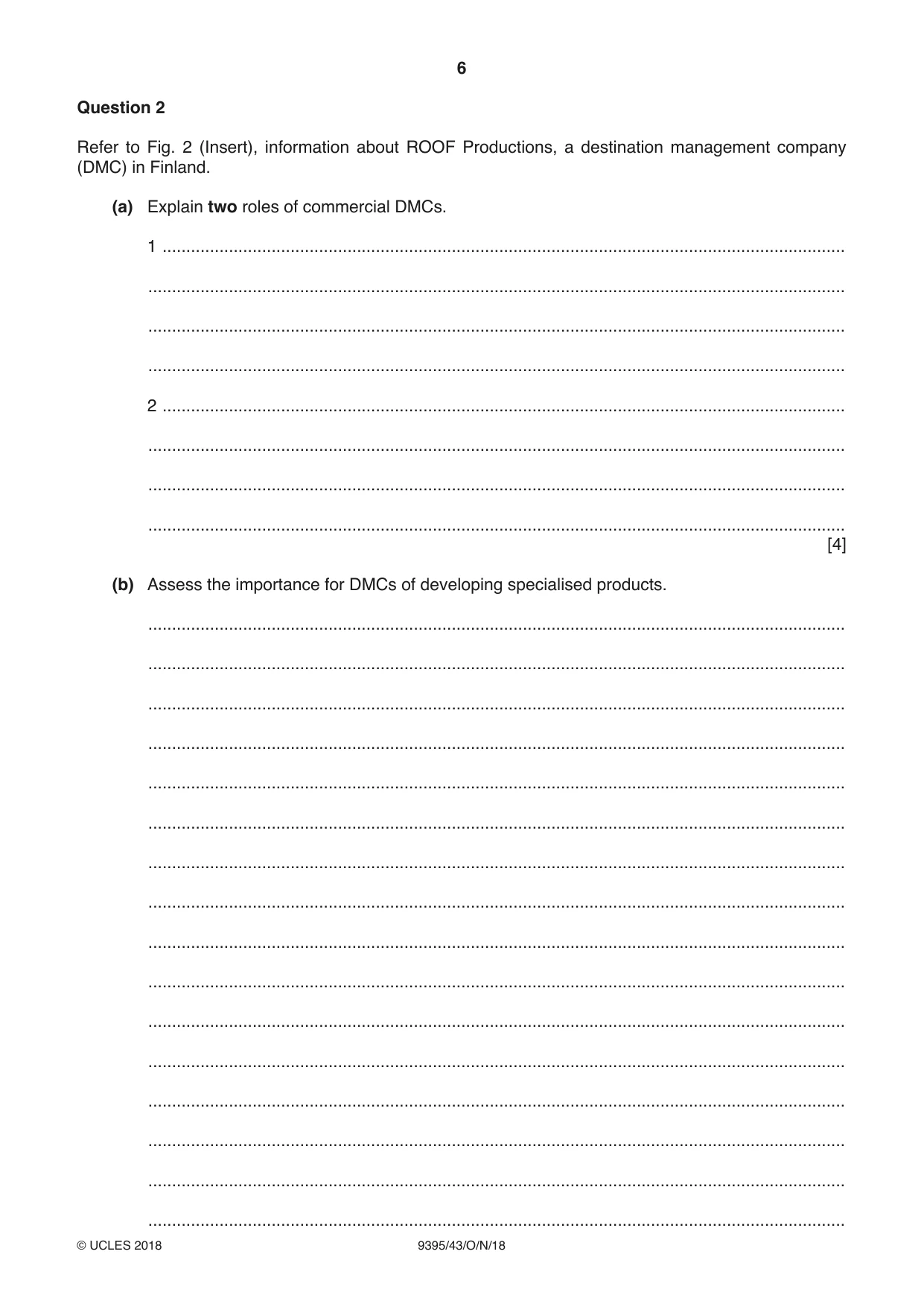 Cambridge A Level Travel and Tourism 9395 2018 Oct/Nov Paper 4 · Variant 3 question paper, page 6 of 12