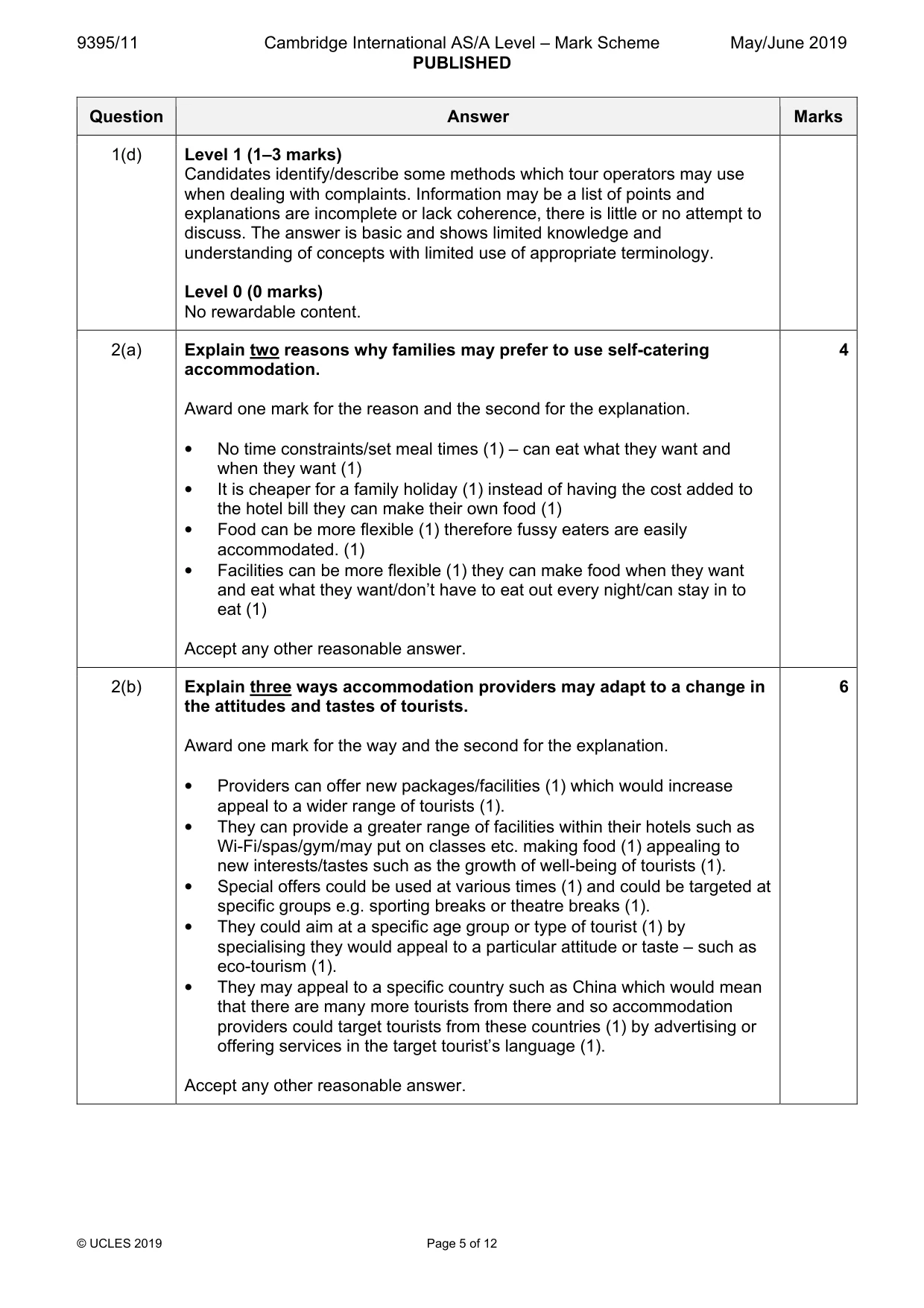Mark scheme, page 5 of 12