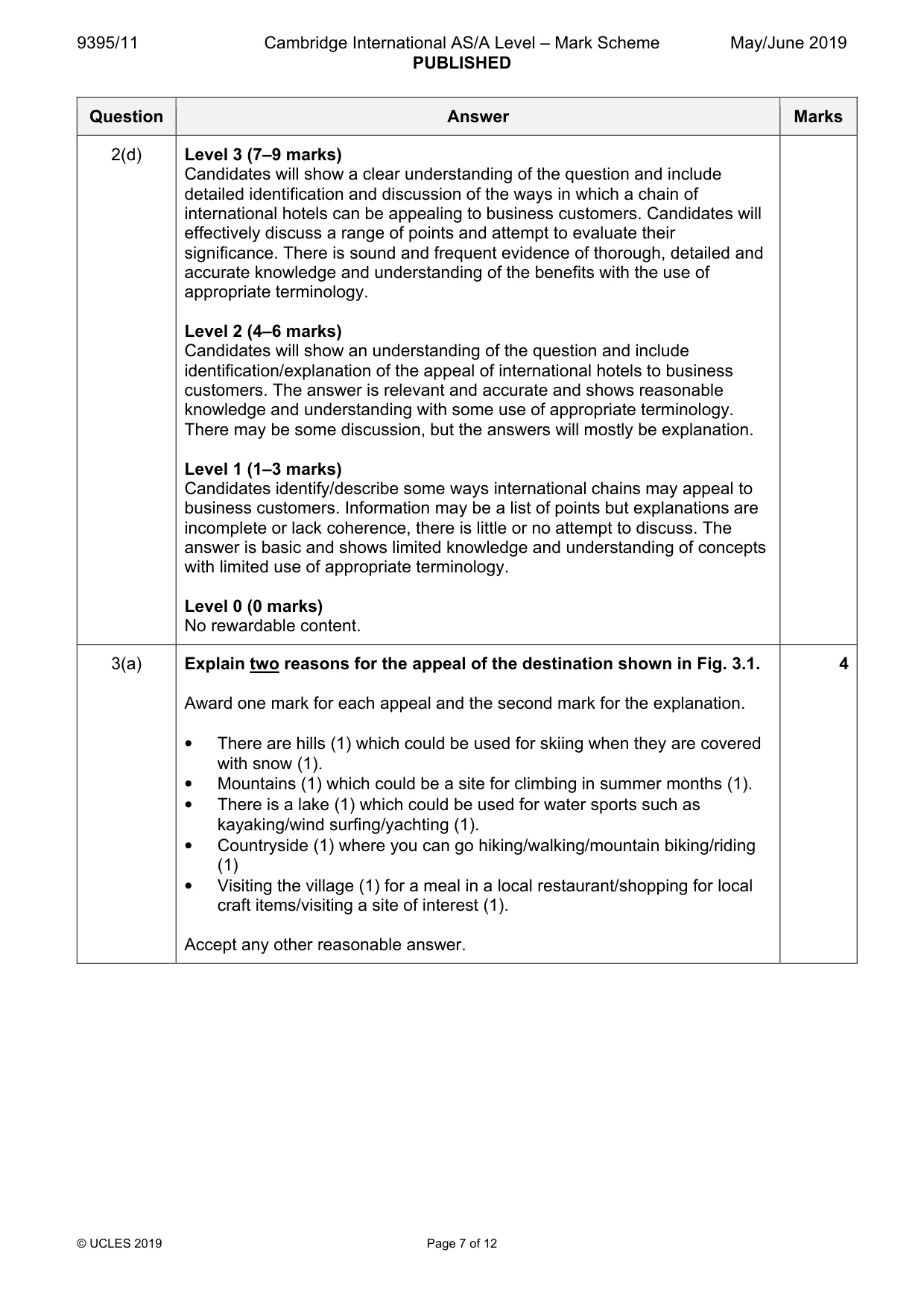 Mark scheme, page 7 of 12