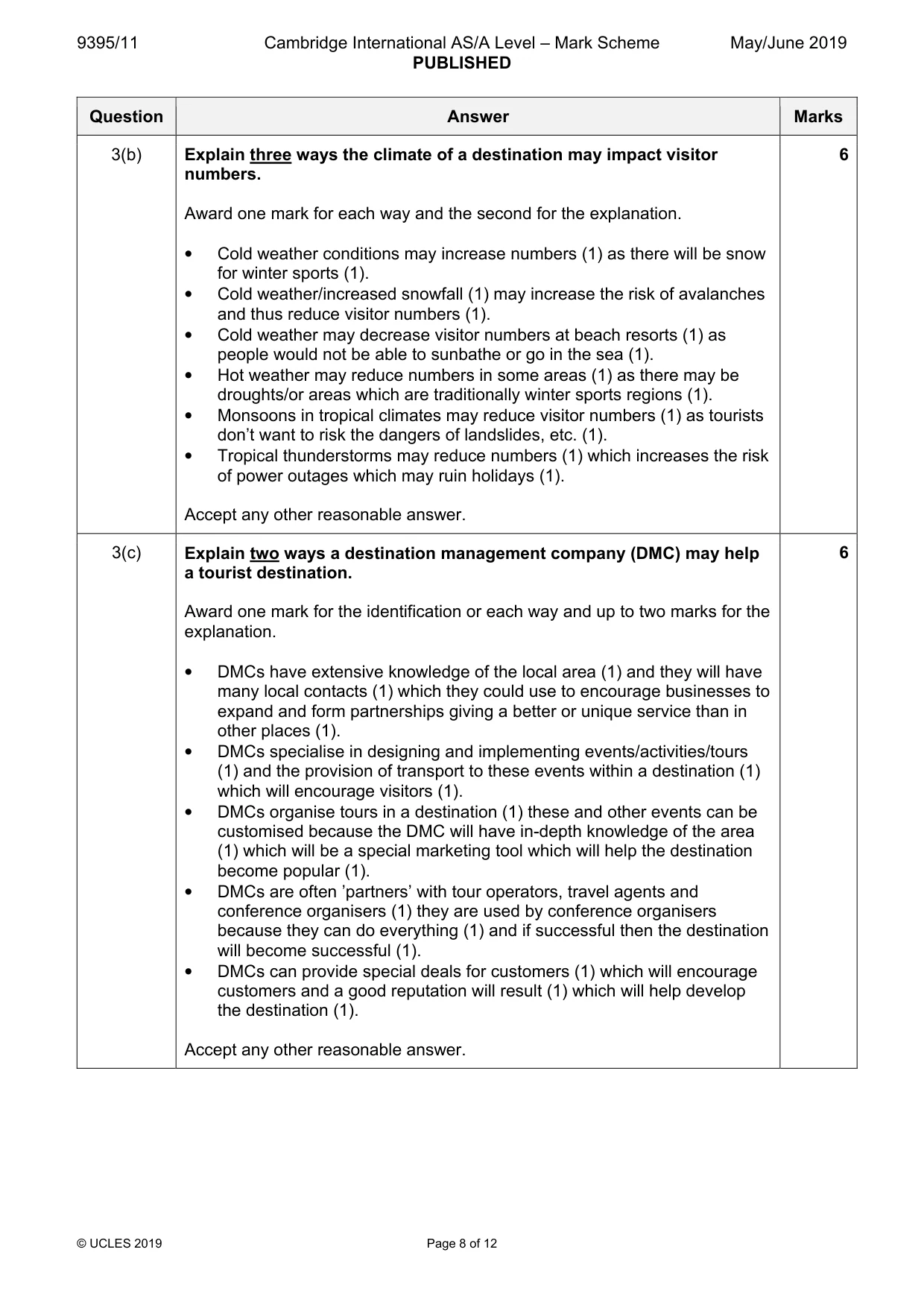 Mark scheme, page 8 of 12