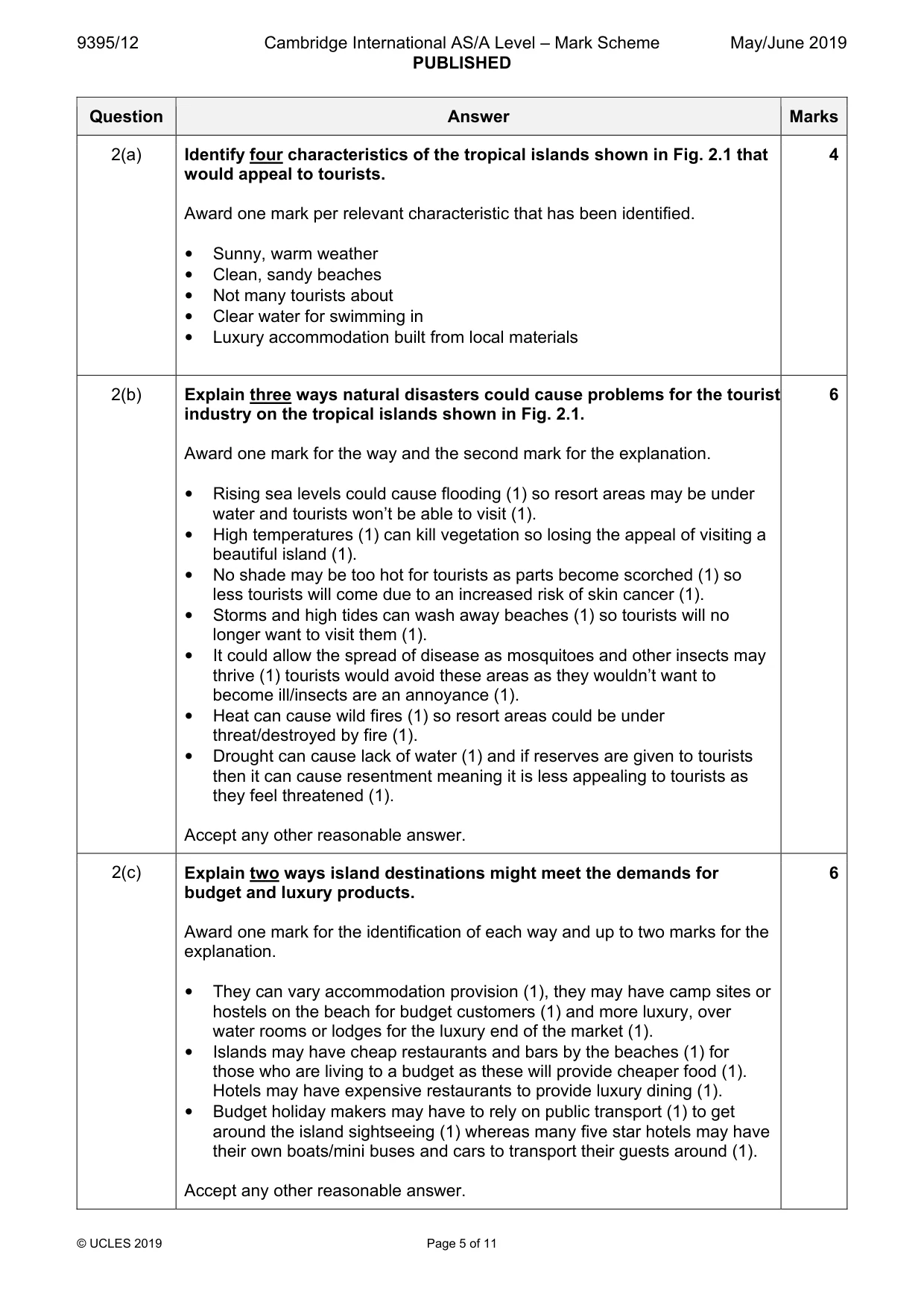 Mark scheme, page 5 of 11