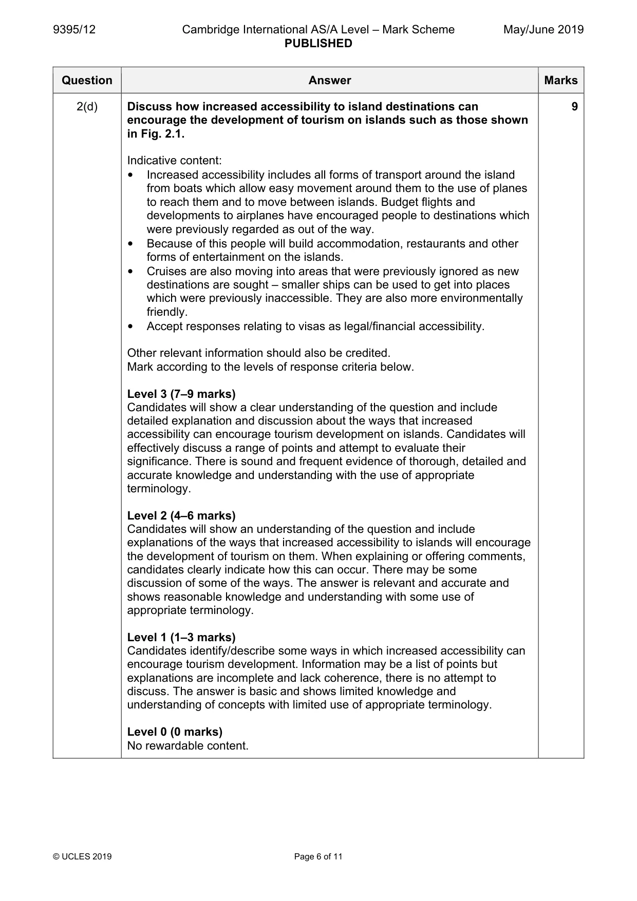 Mark scheme, page 6 of 11
