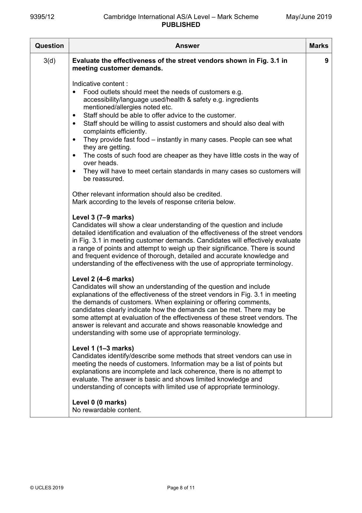 Mark scheme, page 8 of 11