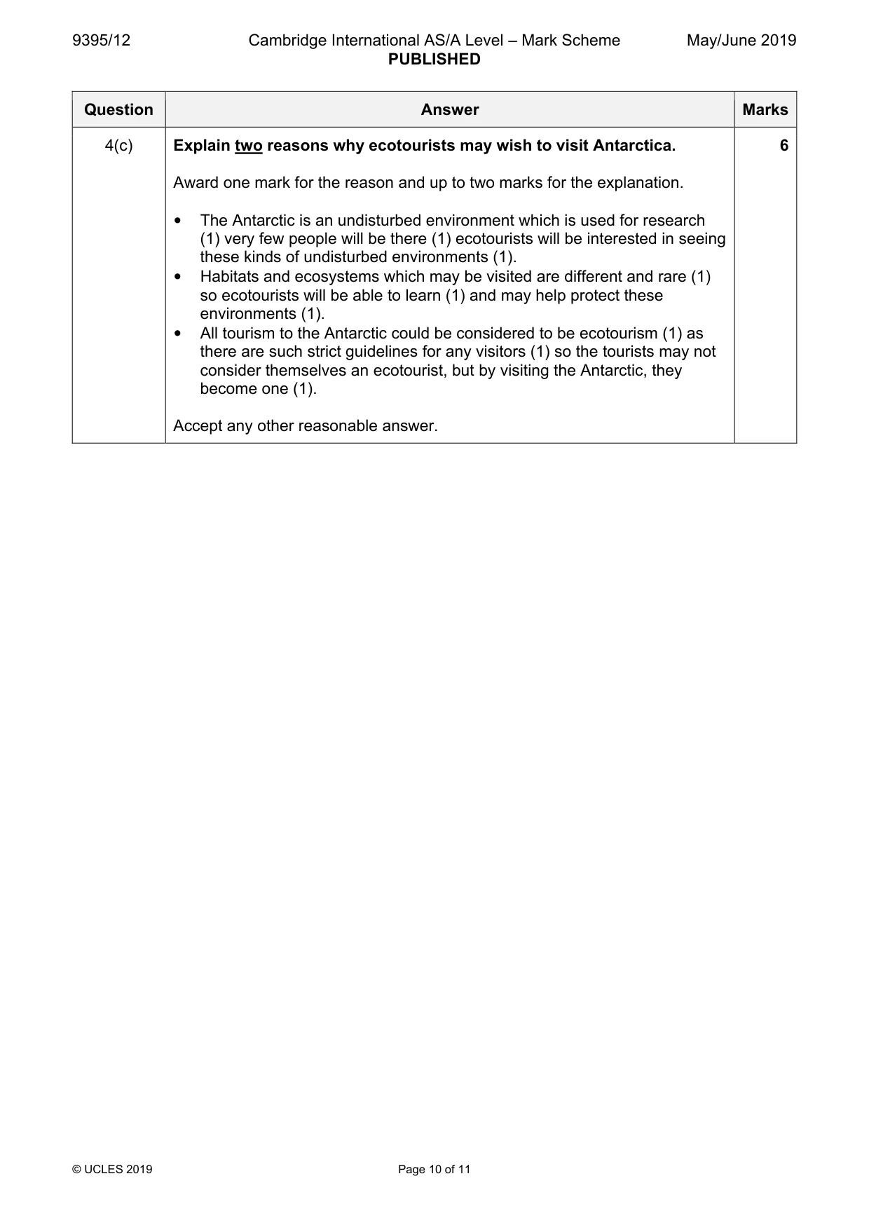 Mark scheme, page 10 of 11