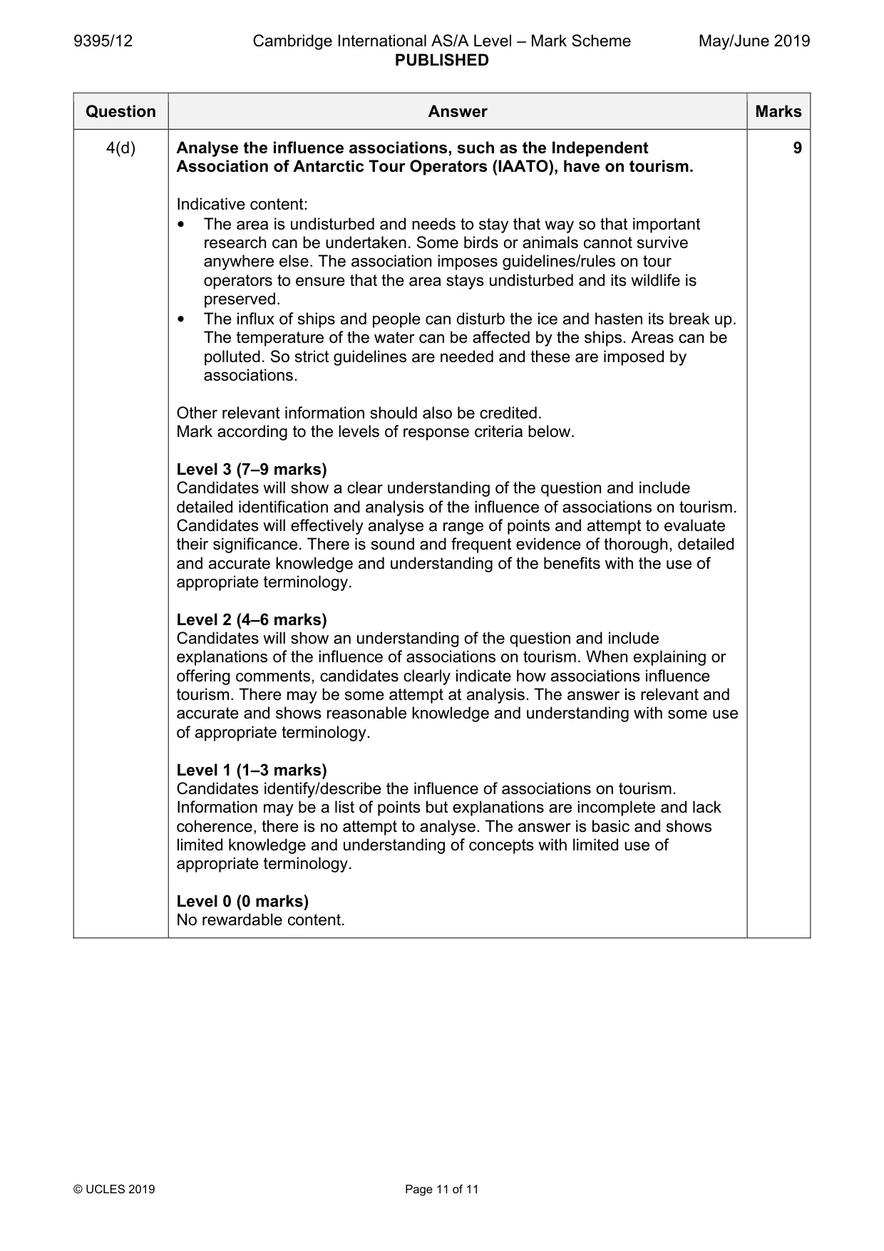 Mark scheme, page 11 of 11