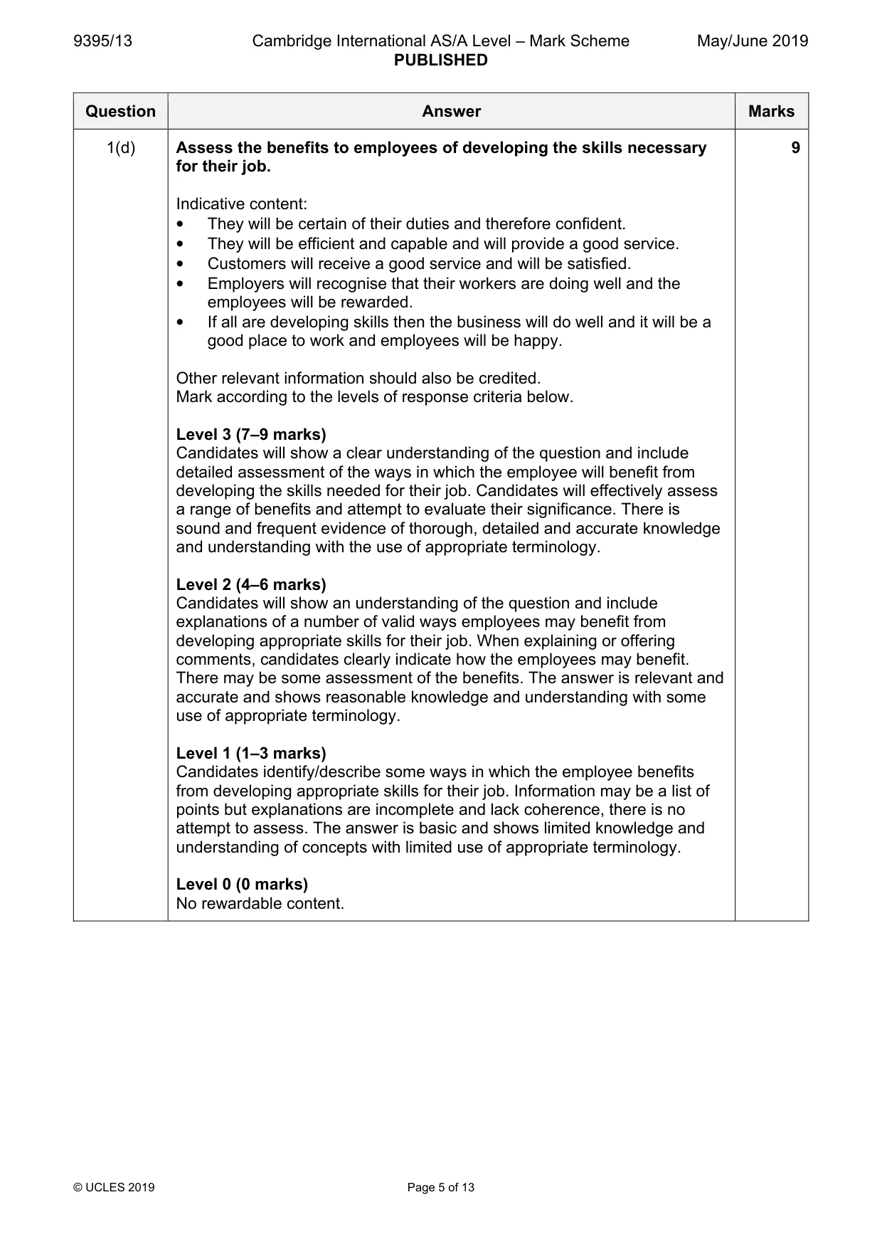 Mark scheme, page 5 of 13