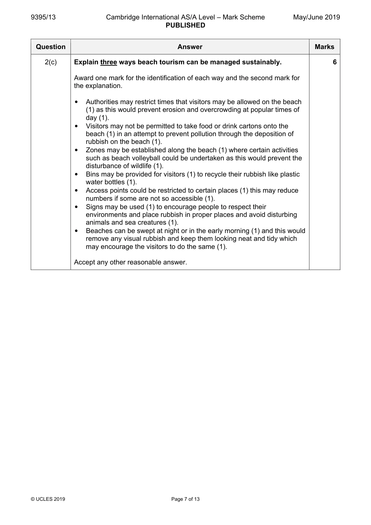 Mark scheme, page 7 of 13