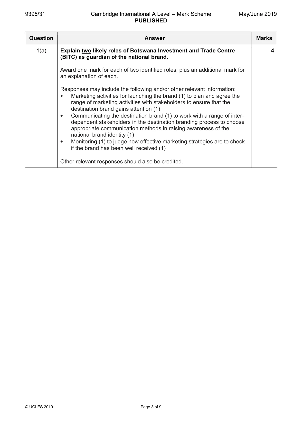 Mark scheme, page 3 of 9