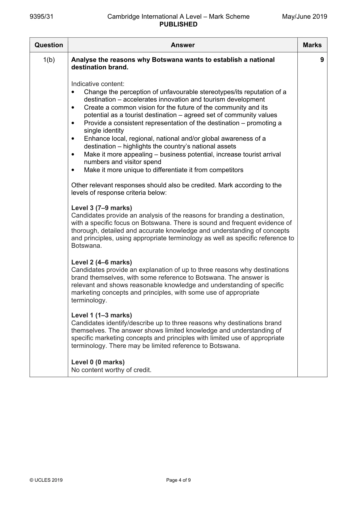 Mark scheme, page 4 of 9