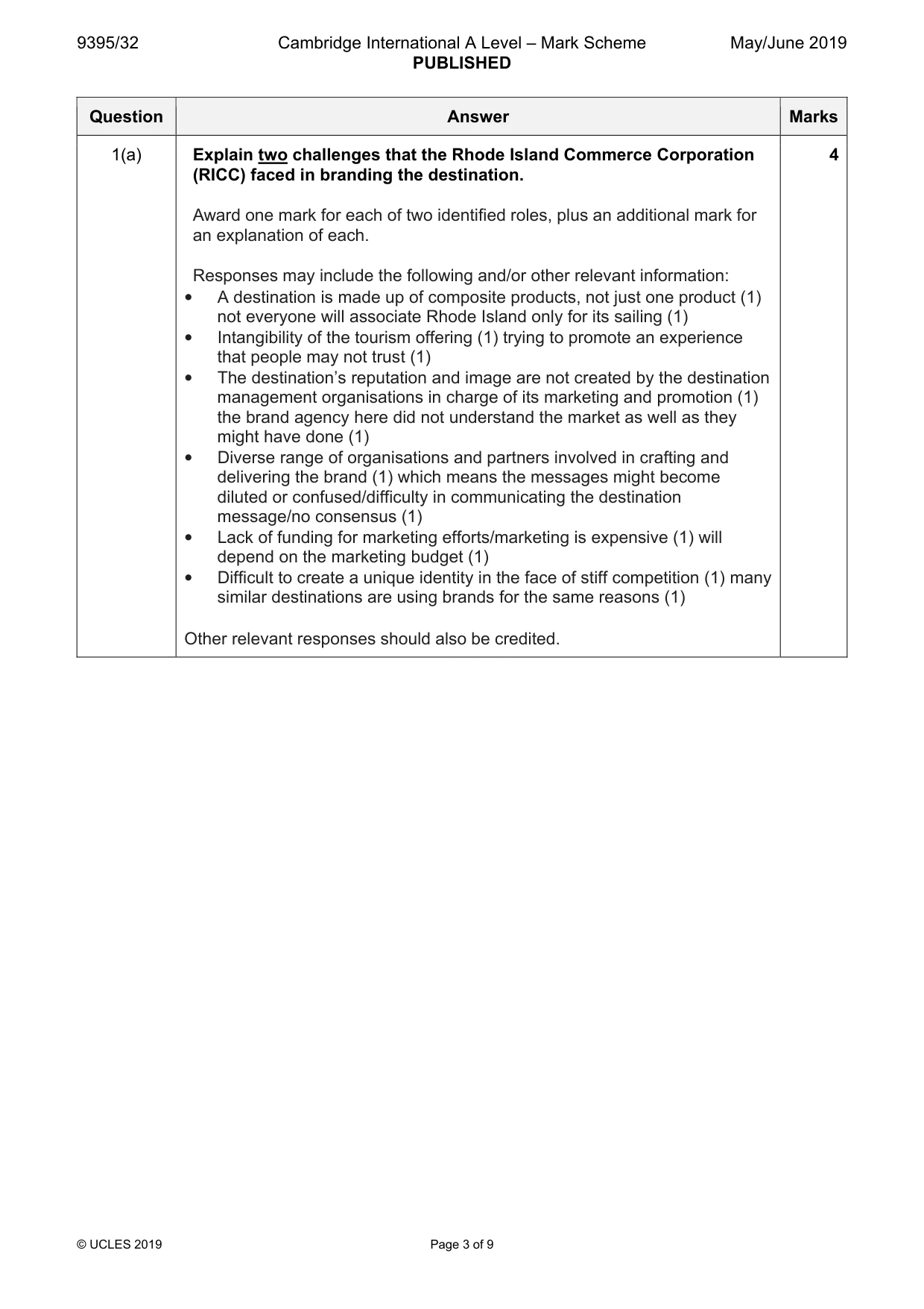 Mark scheme, page 3 of 9